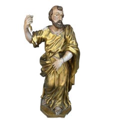 Paire de statuettes en bois polychrome du 18ème siècle