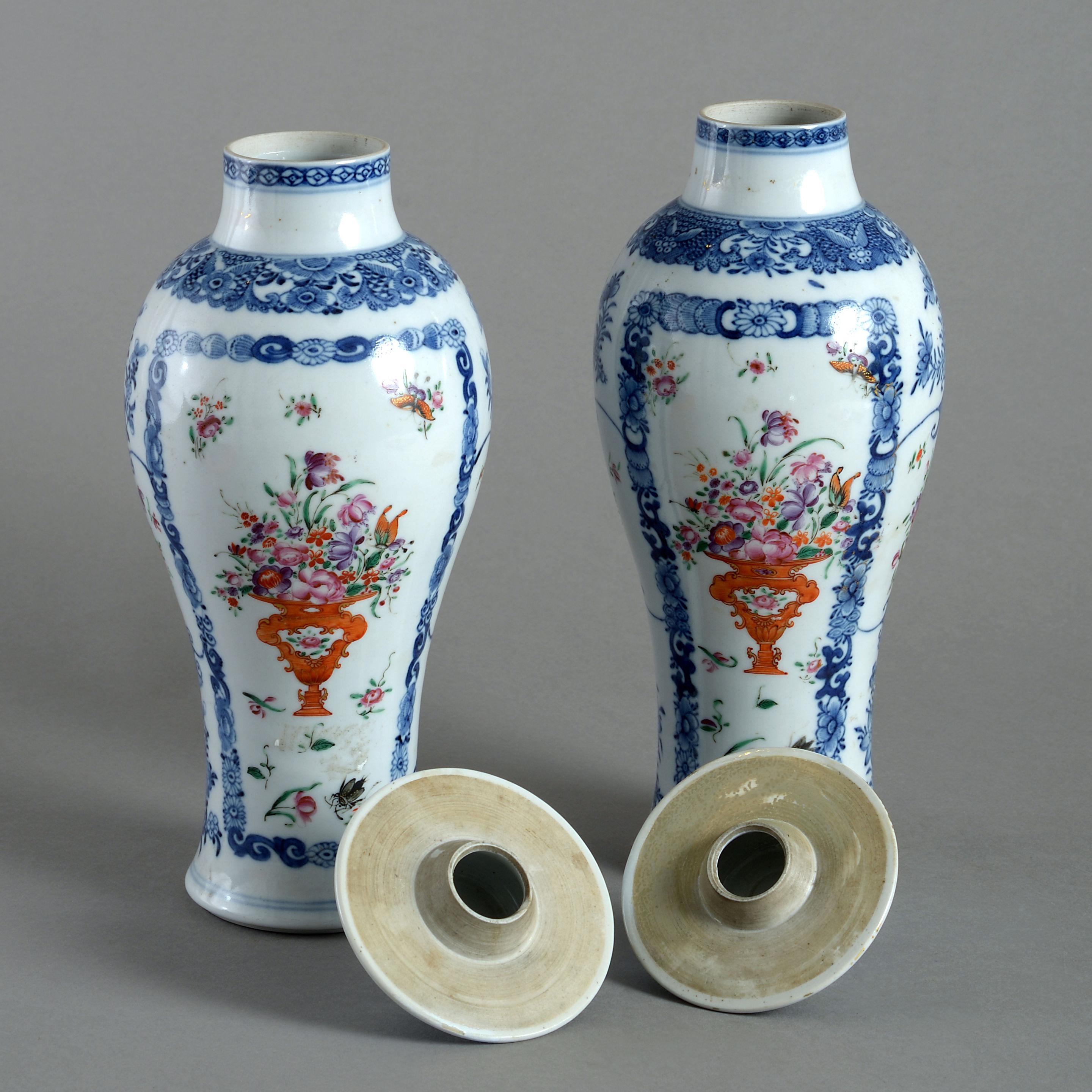 Pair of 18th Century Qianlong Period Porcelain Vases In Good Condition In London, GB