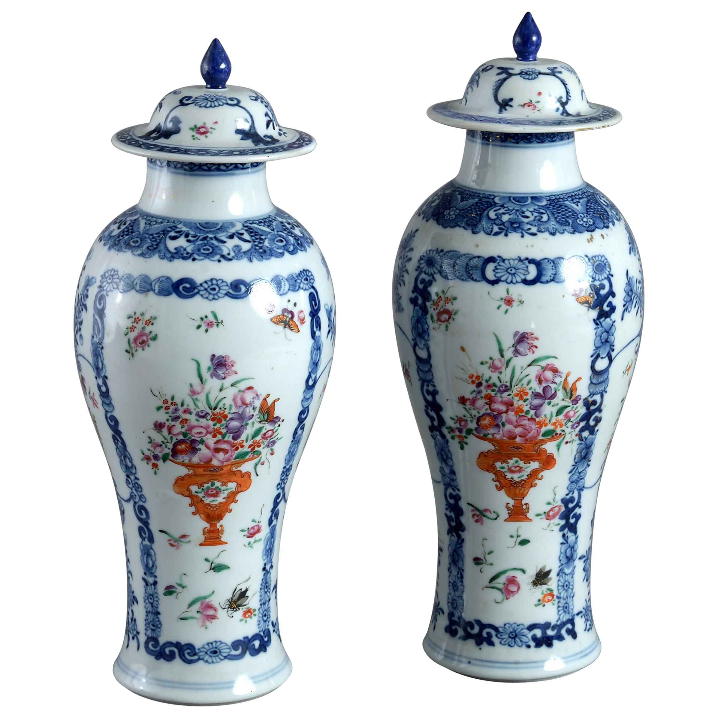 Pair of 18th Century Qianlong Period Porcelain Vases