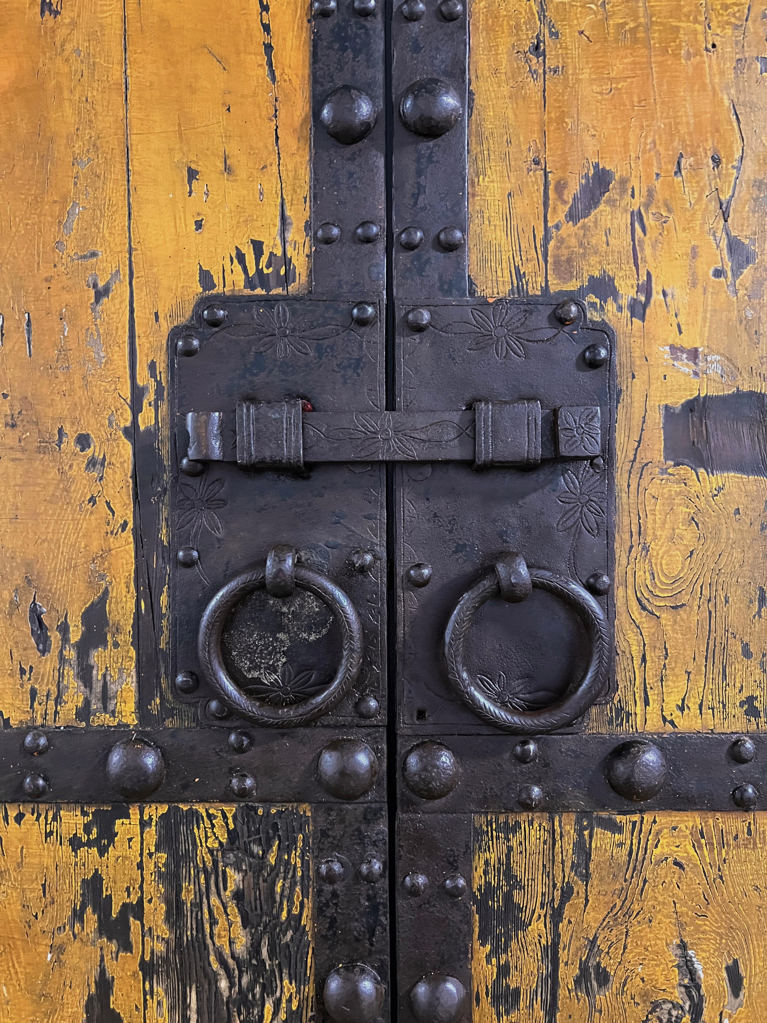 XVIIIe siècle Paire de portes de cour chinoises de la dynastie Qing du 18e siècle en vente