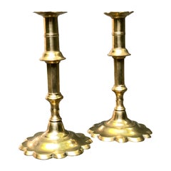 Pair of 18th Century Queen Anne Brass Candlesticks