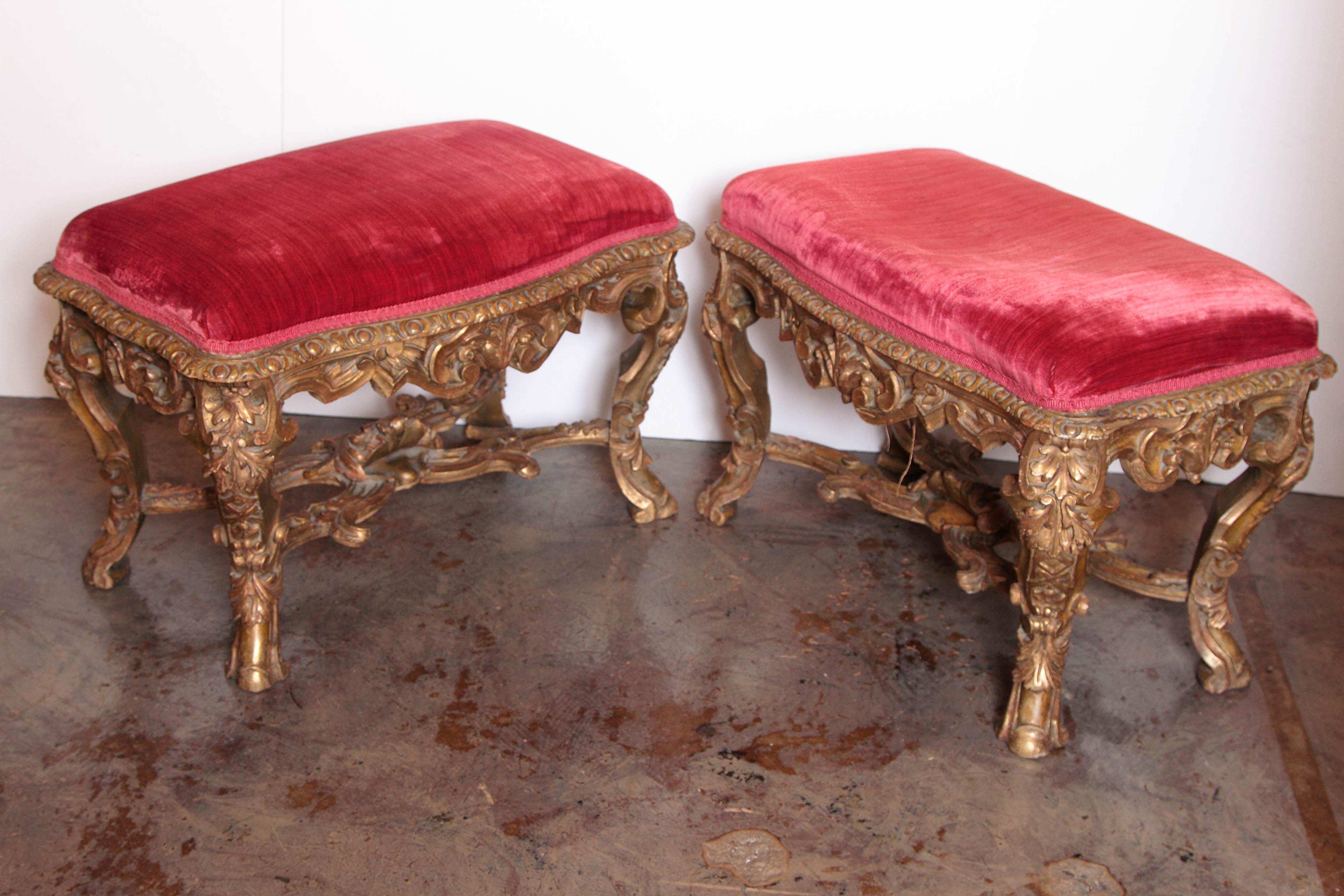 Pair of 18th Century Regence Carved and Gilt Benches 5