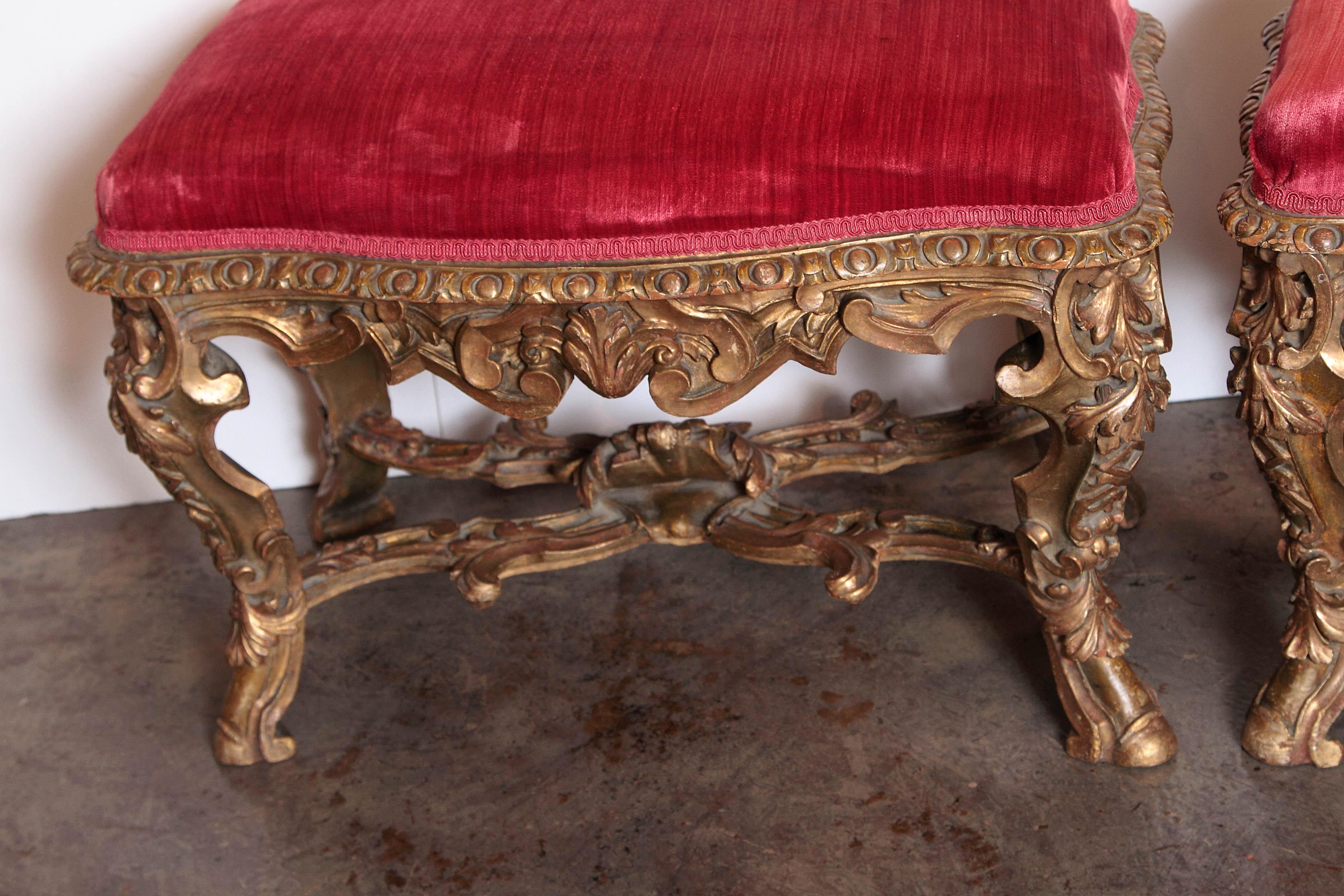 Pair of 18th Century Regence Carved and Gilt Benches 7
