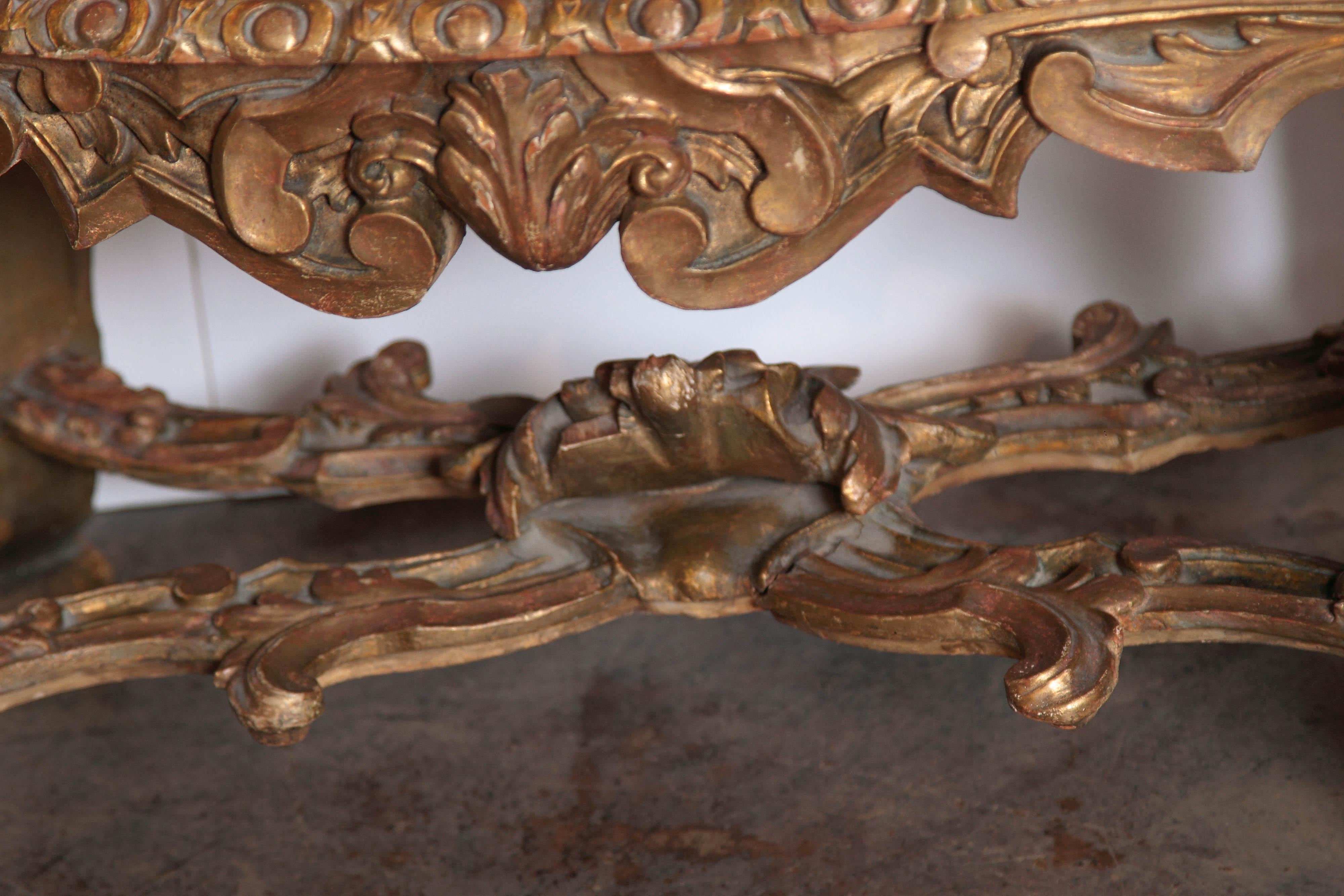 Pair of 18th Century Regence Carved and Gilt Benches 8