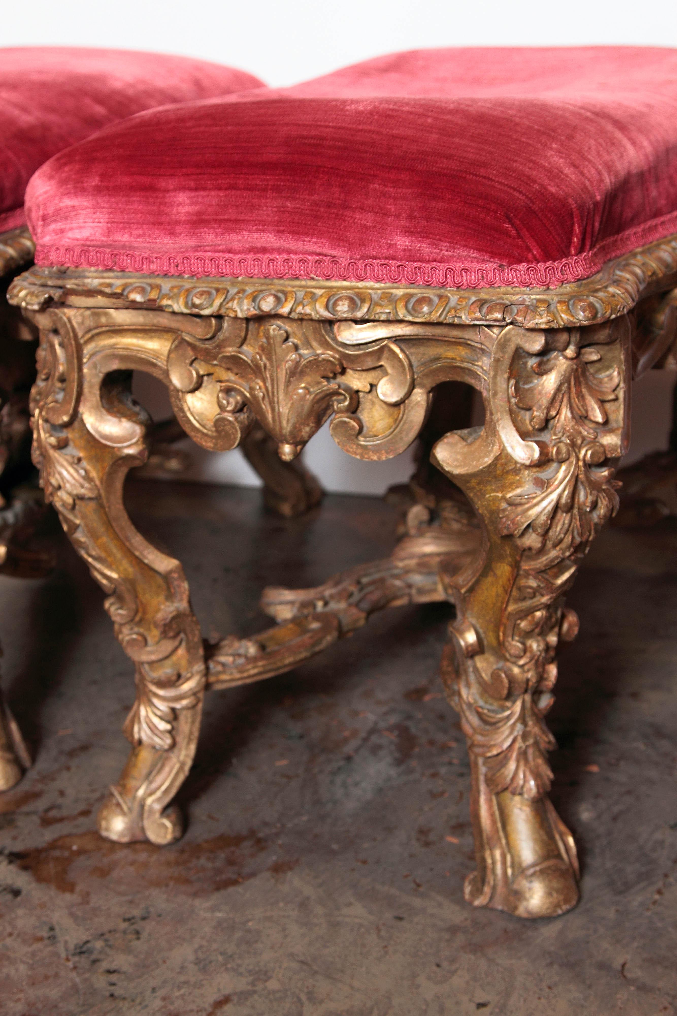 Pair of 18th Century Regence Carved and Gilt Benches 2