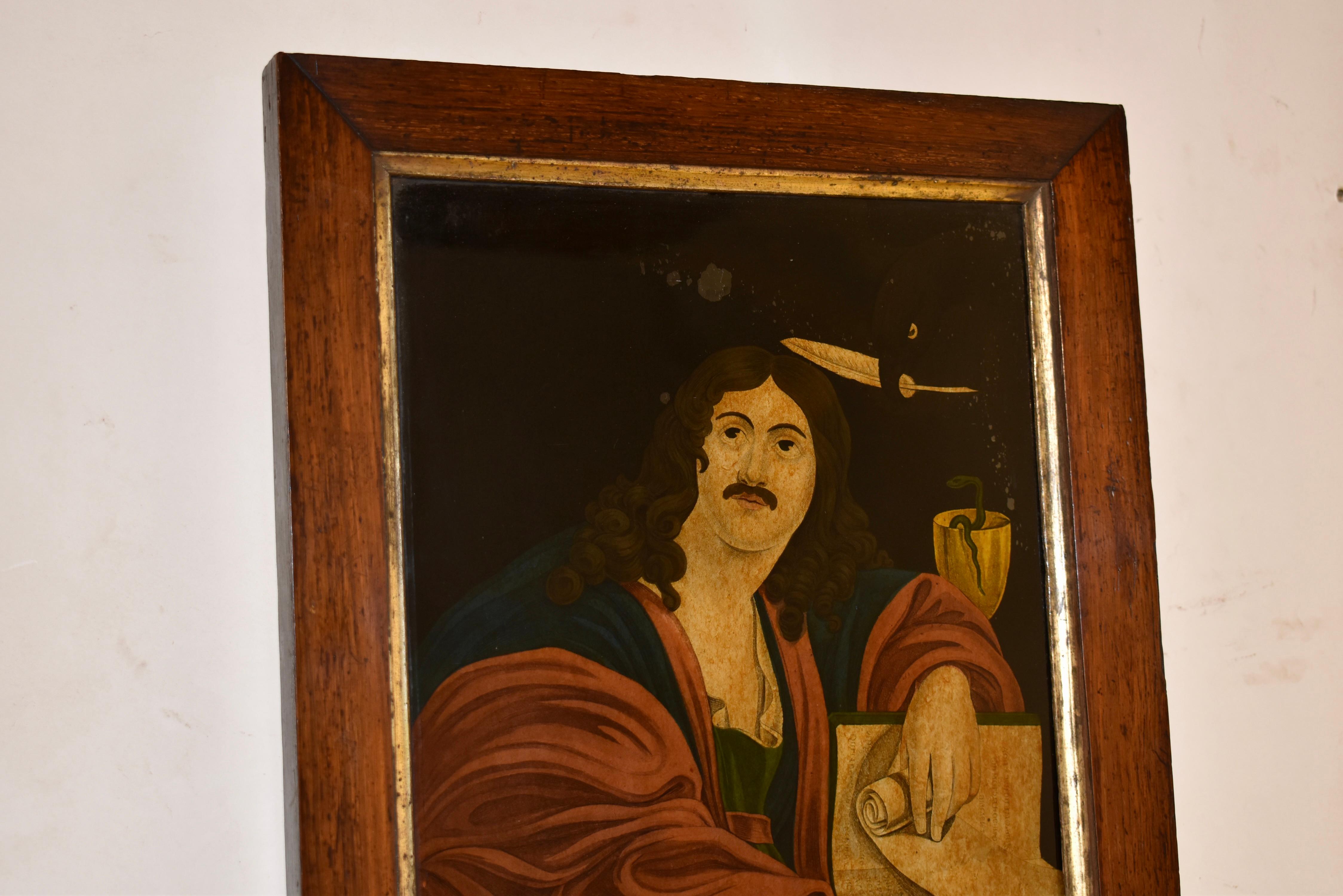 Pareja de pinturas al revés sobre vidrio del siglo XVIII Pintado a mano en venta