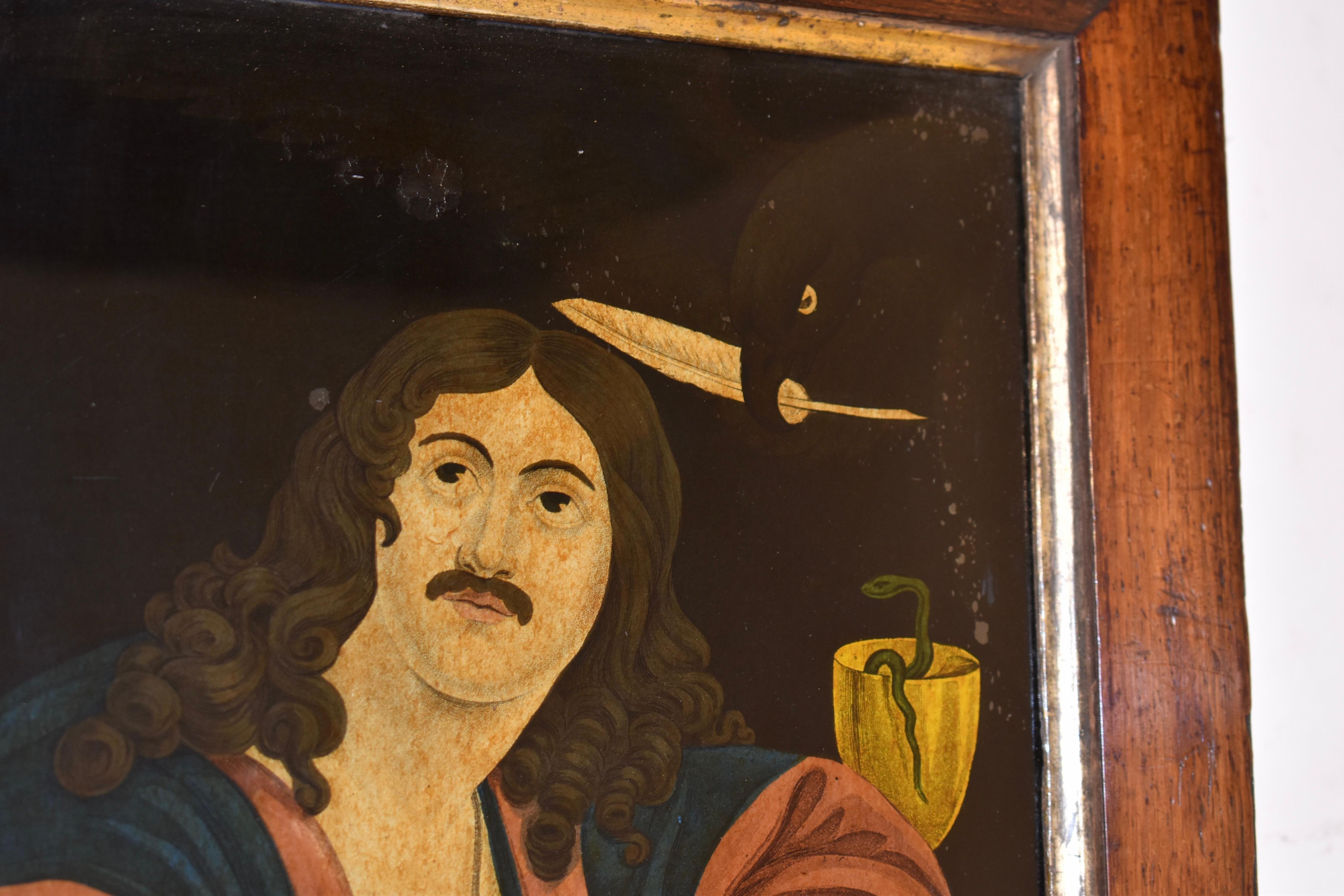 Paire de peintures inversées sur verre du 18ème siècle Bon état - En vente à High Point, NC