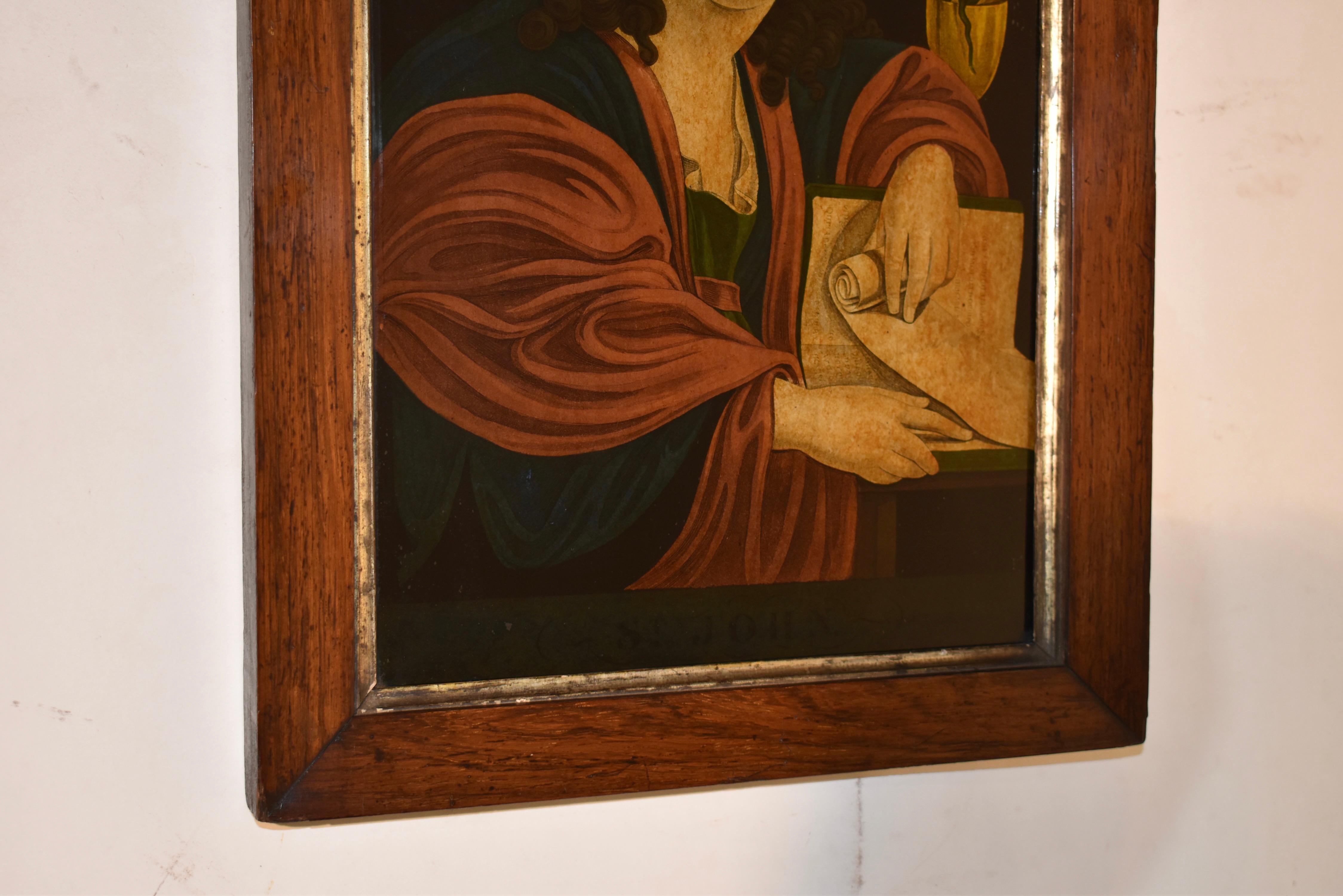 Verre brun Paire de peintures inversées sur verre du 18ème siècle en vente