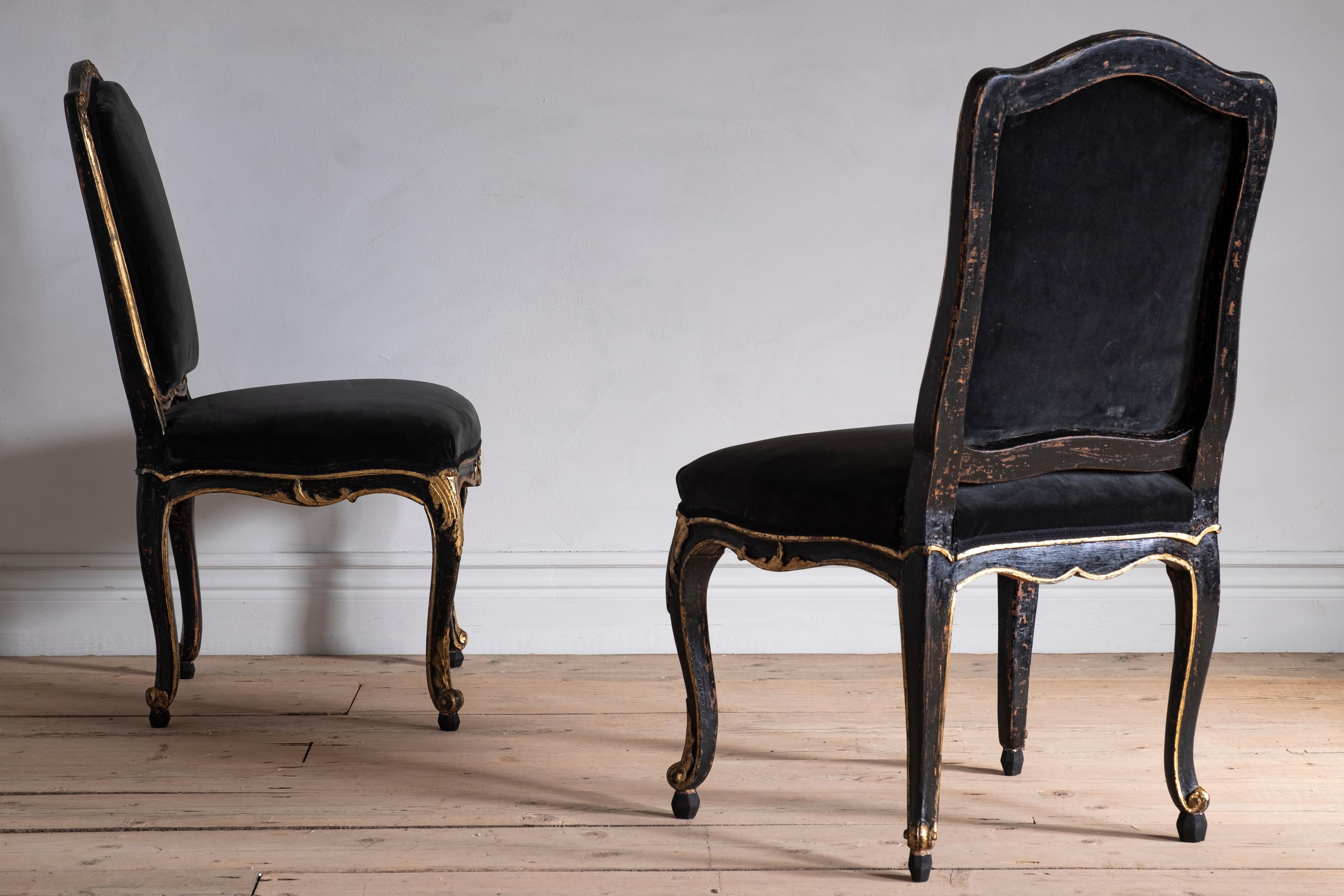 Wood Pair of 18th Century Rococo Chairs