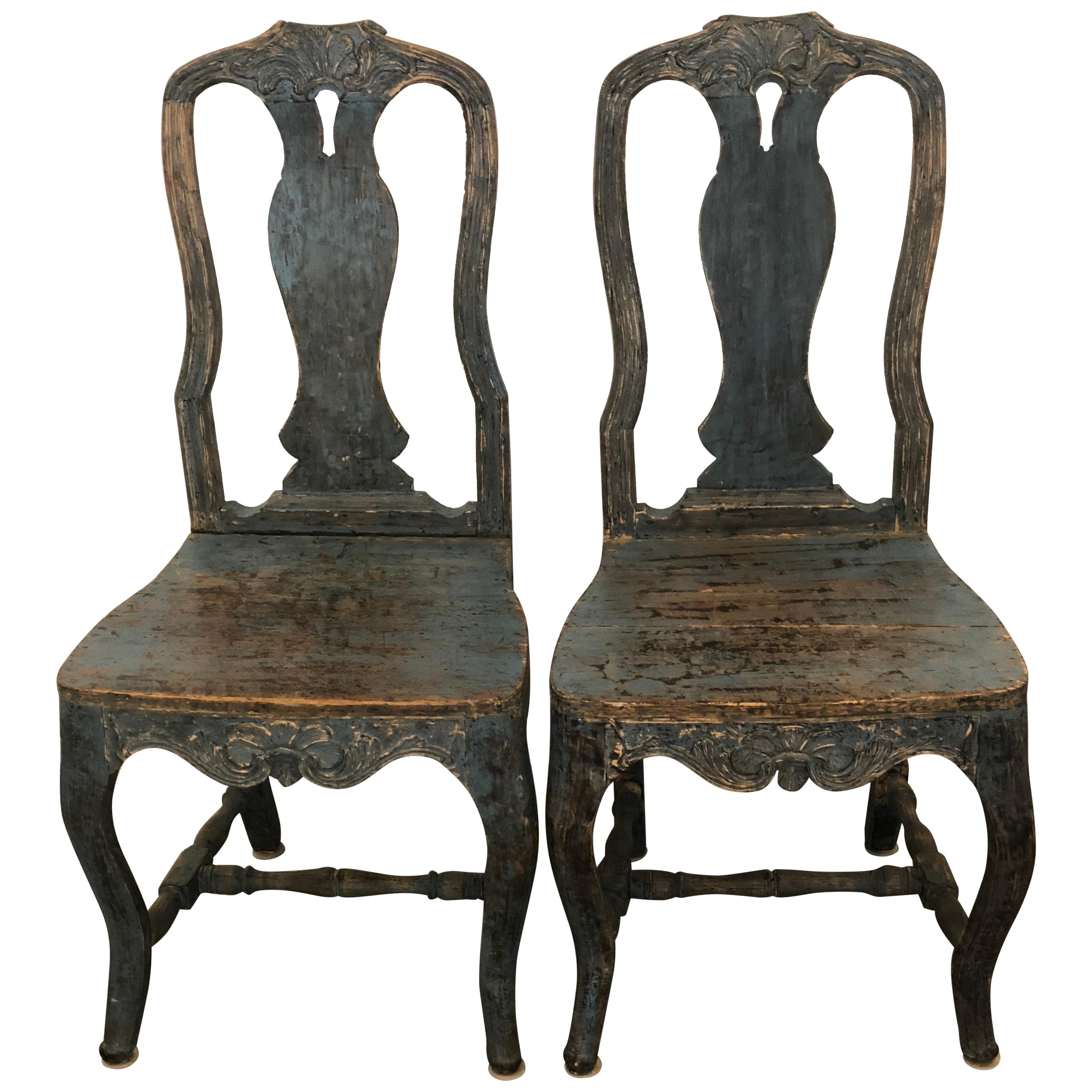  18th Century pair of Swedish Rococo Period Chairs