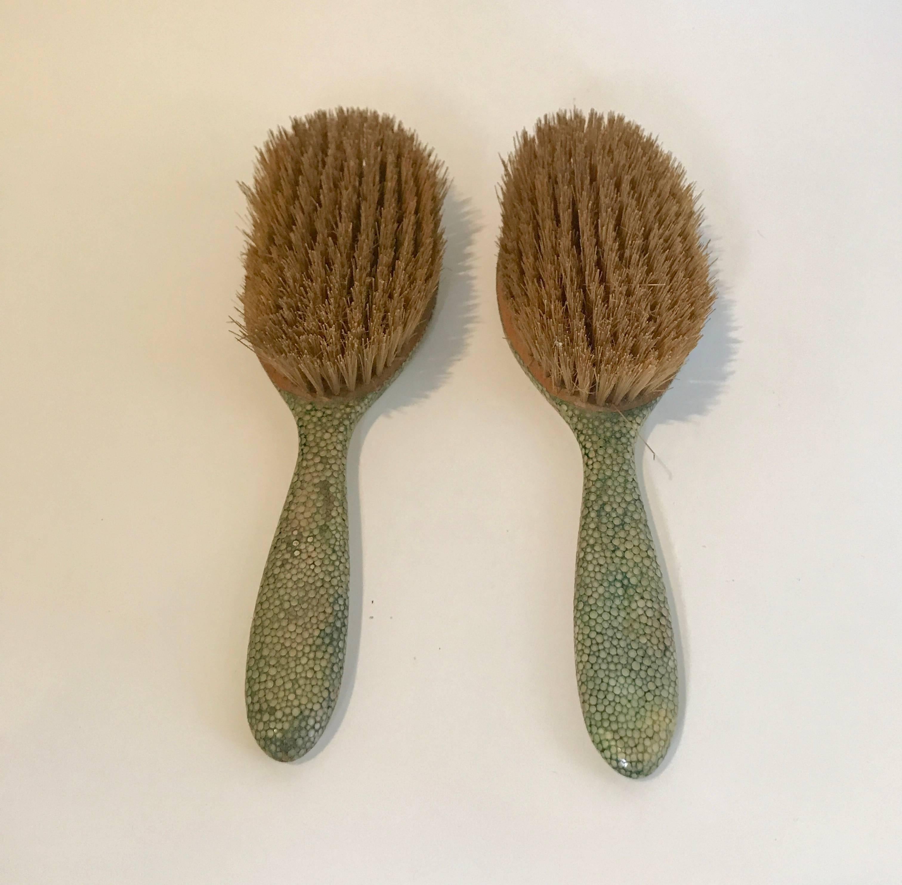 Pair of 18th century shagreen handled hair brushes.