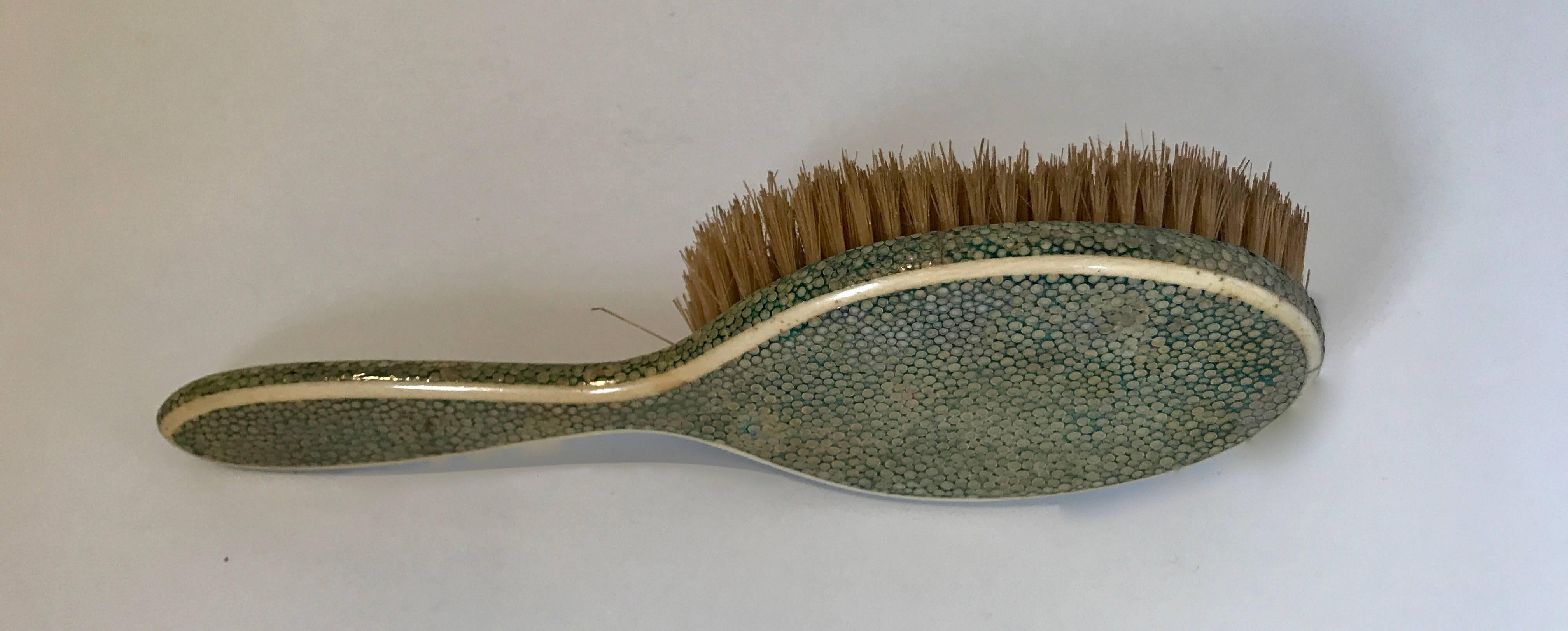Pair of 18th Century Shagreen Handled Hair Brushes For Sale 1