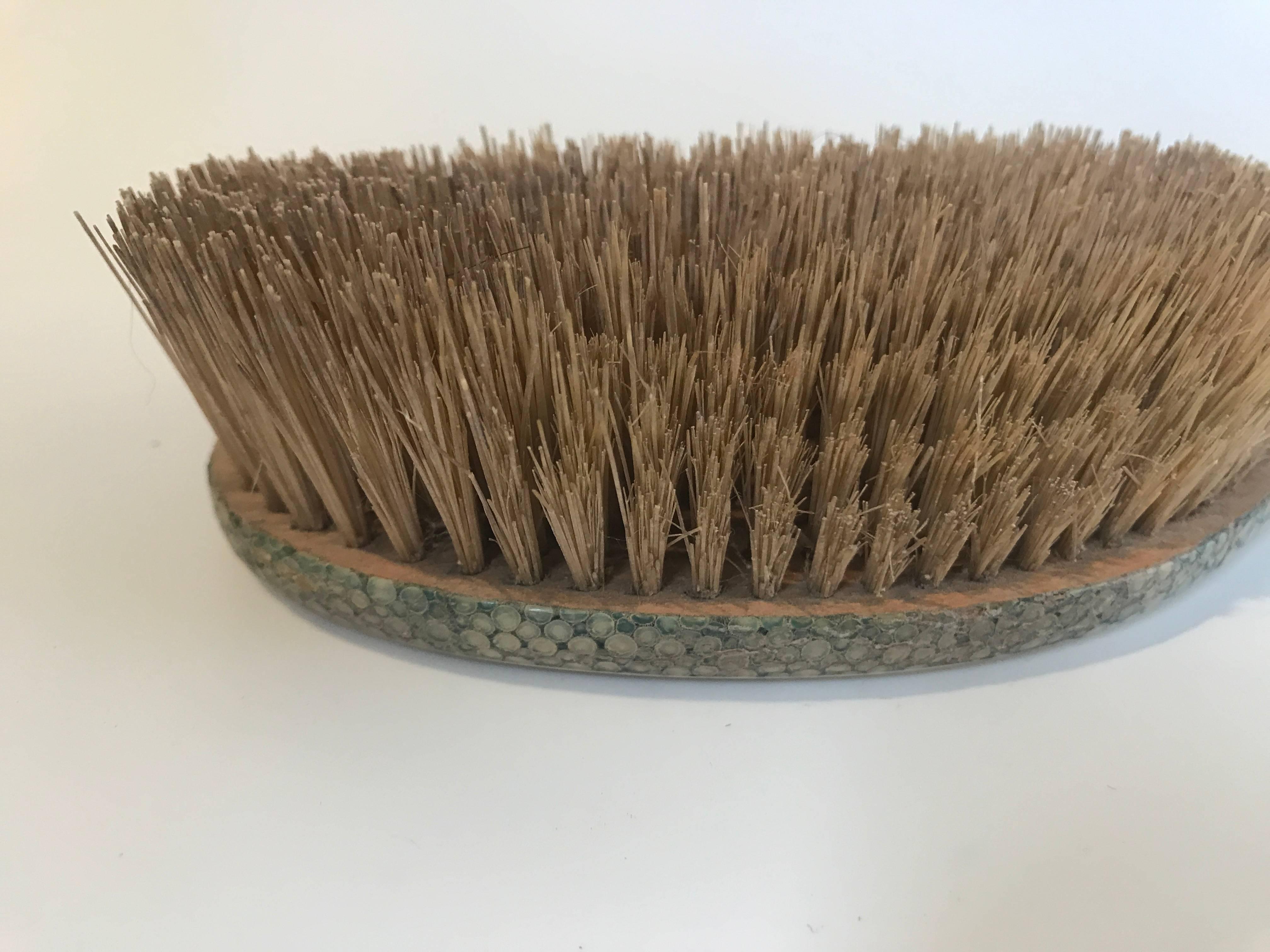 Pair of 18th Century Shagreen Handled Hair Brushes For Sale 2