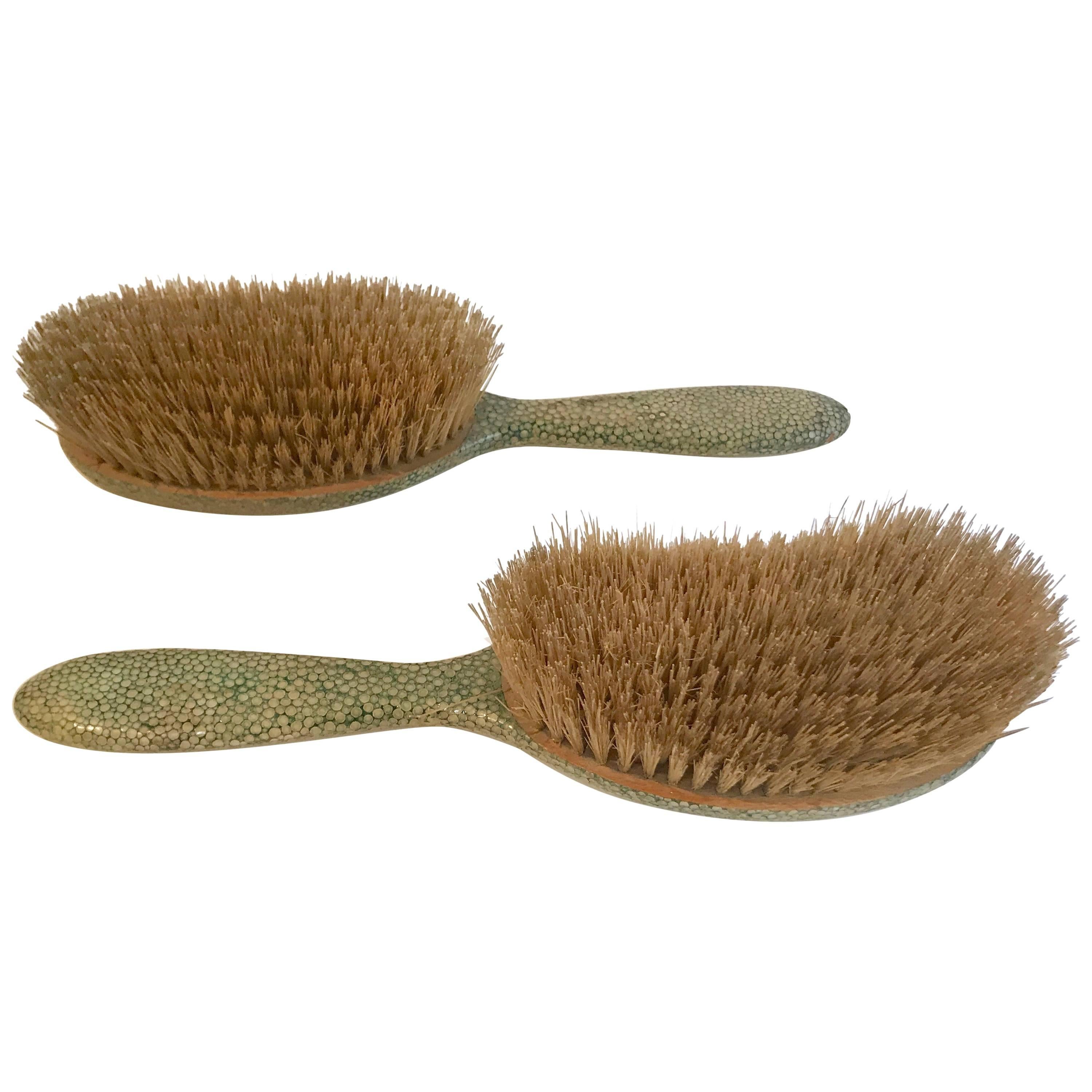 Pair of 18th Century Shagreen Handled Hair Brushes For Sale