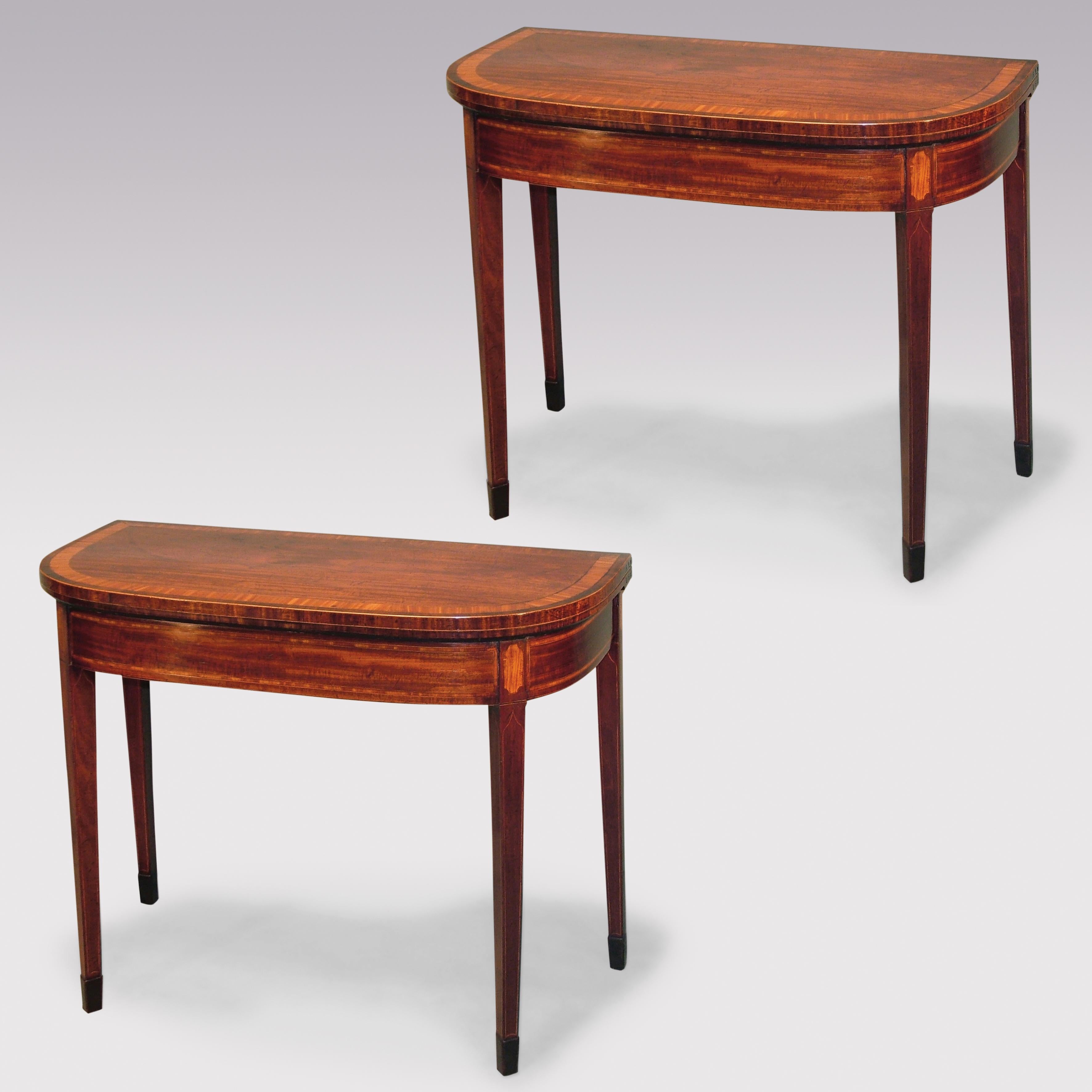 Pair of 18th Century Sheraton Period Mahogany Card Tables In Good Condition For Sale In London, GB