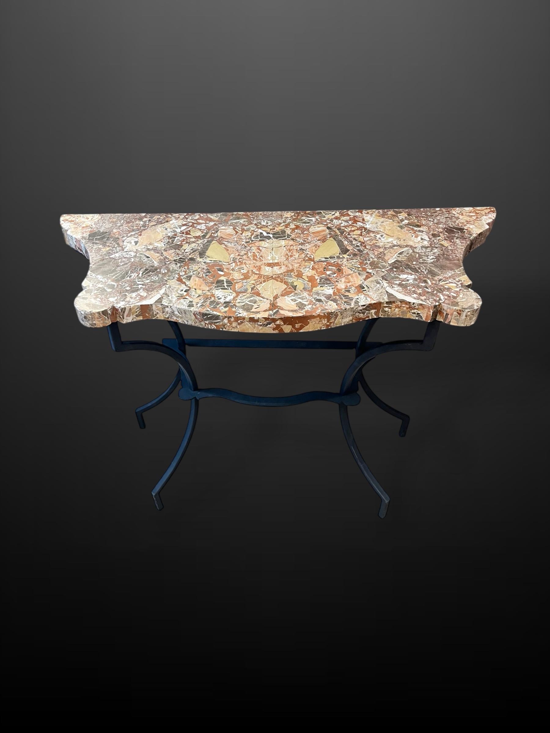 This striking pair of figured 18th-century Sicilian Jasper Marble Table Tops exude luxury. 

The beauty in the colours and tones of these tops make them incredible stand-out pieces, each with its own distinctive pattern variation, they really are