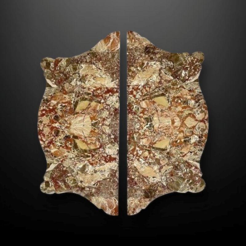 Pair of 18th Century Sicilian Jasper Marble Table Tops on Wrought Iron Bases siglo XVIII y antes en venta