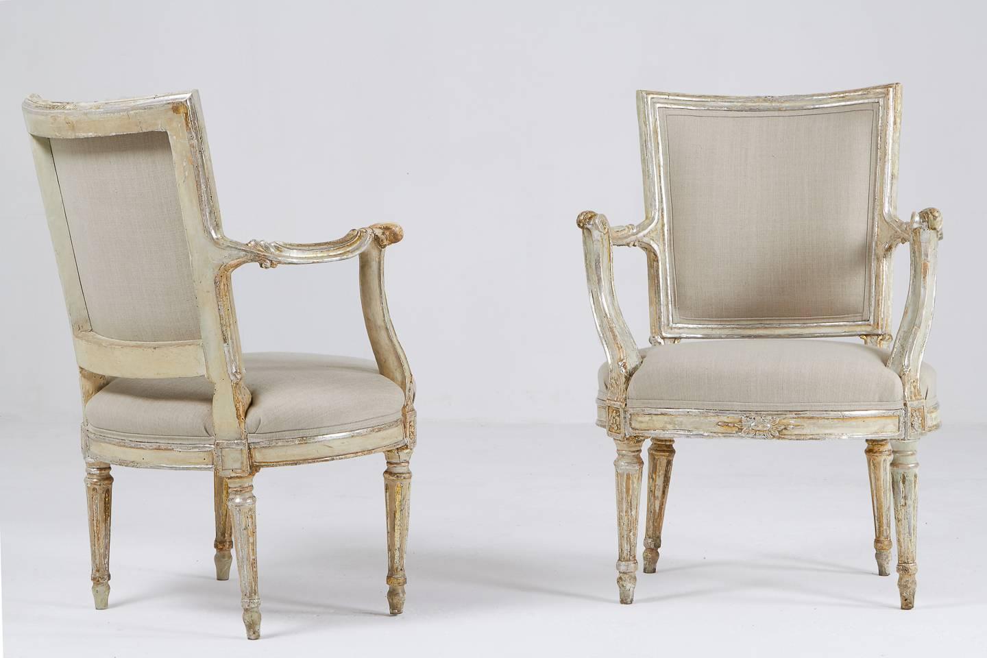 Italian Pair of 18th Century Silver Gilt Chairs