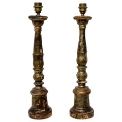 Pair of 18th Century Silver Leaf Lamps