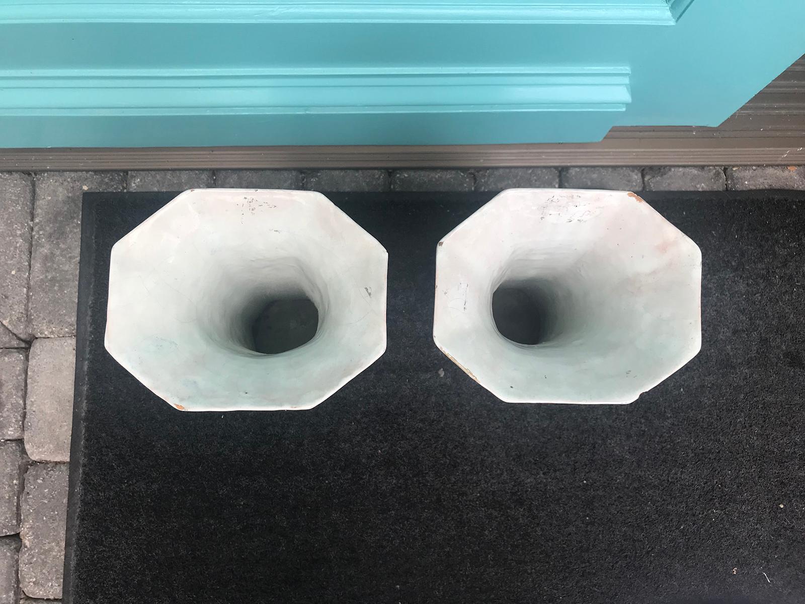 Pair of 18th Century Soft Glazed Delft Vases, Marked JV- Base is 4.75