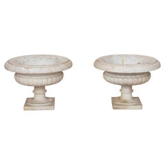Pair of 18th Century Southern Italian Marble Medici Urns in the Neoclassical Man