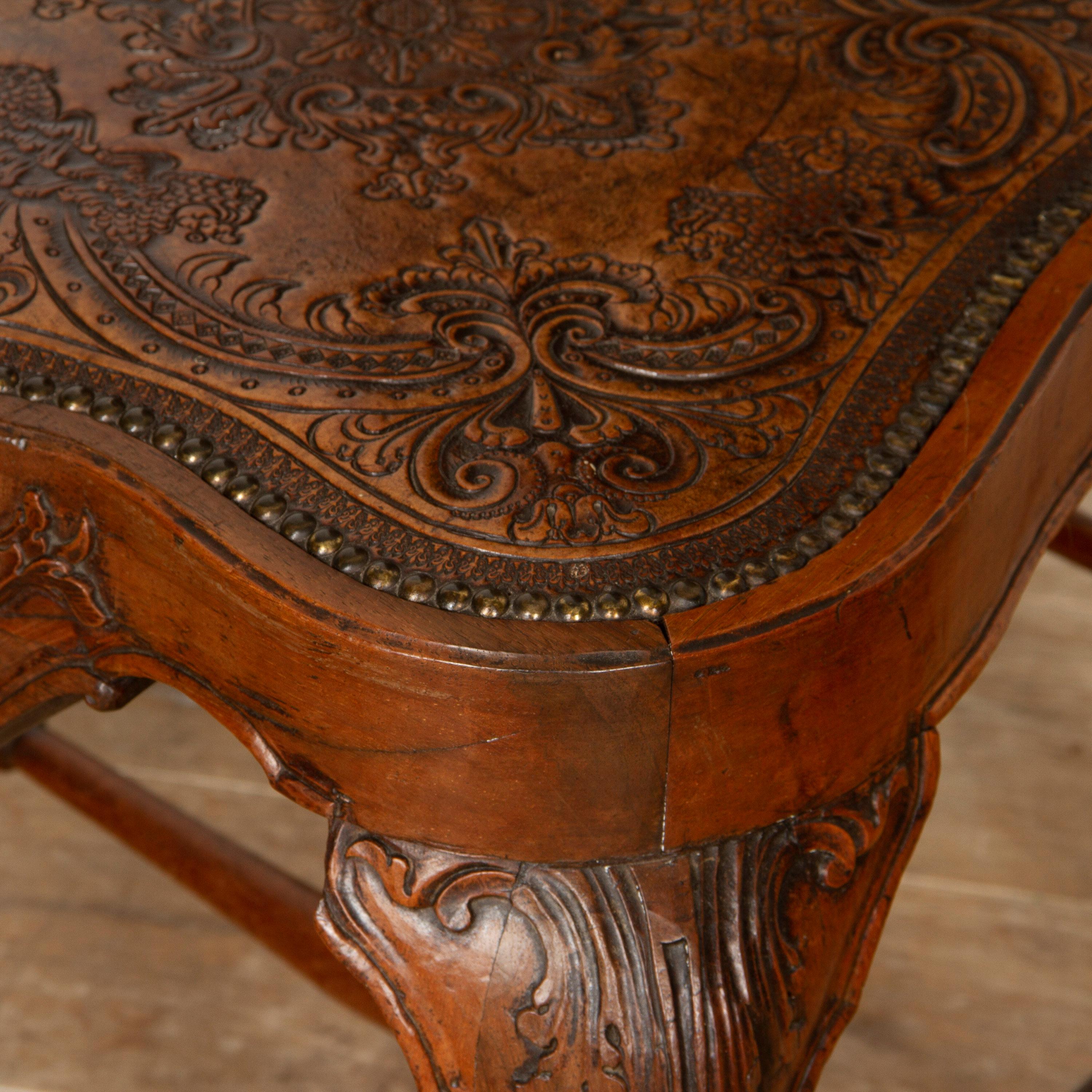 Leather Pair of 18th Century Spanish Side Chairs For Sale