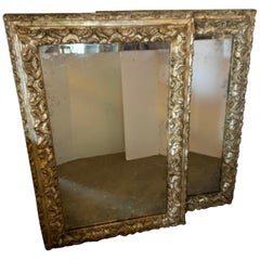 Pair of 18th Century Spanish Silver-Leaf Frames with Later Mirror