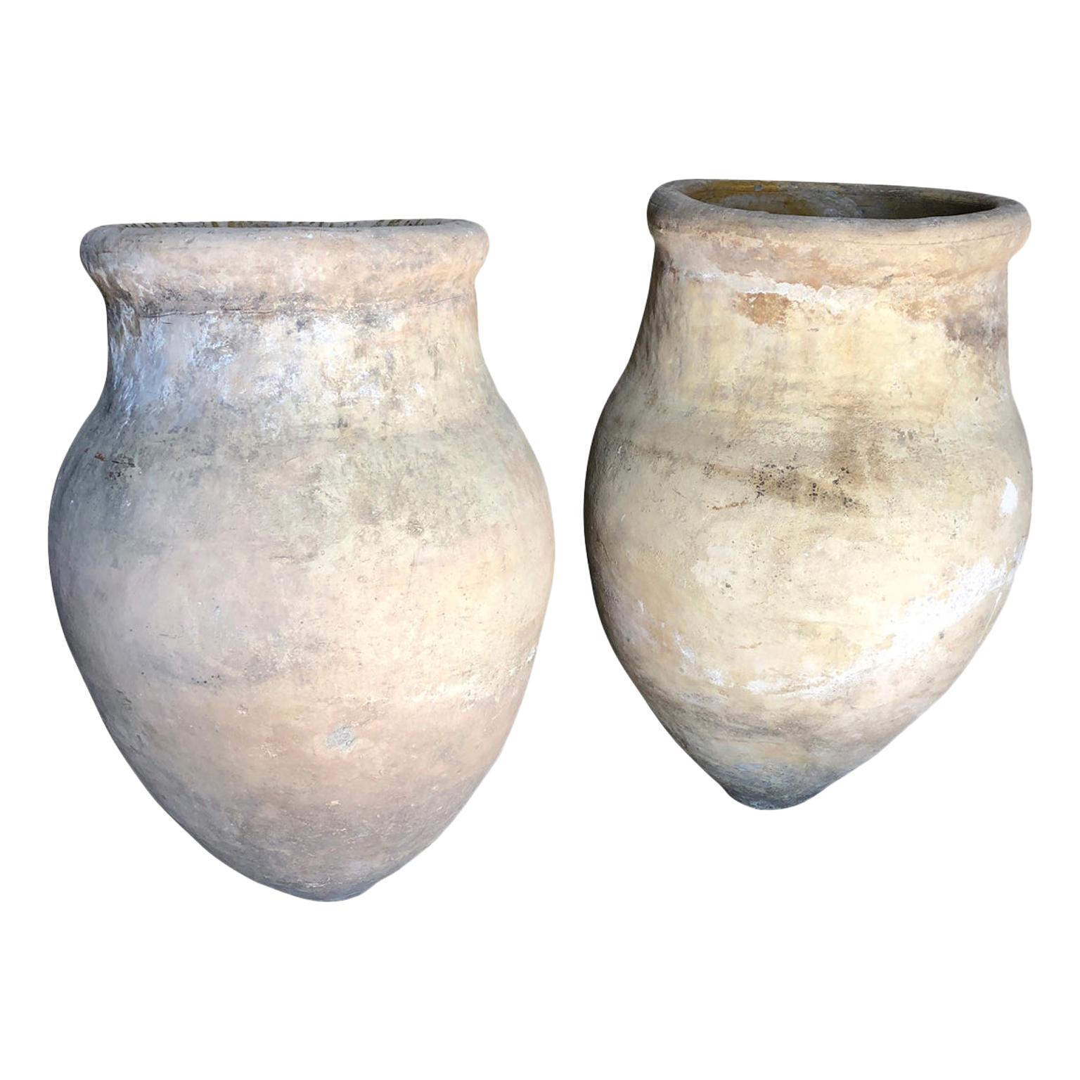 Pair of 18th Century Spanish Terracotta Olive Jars