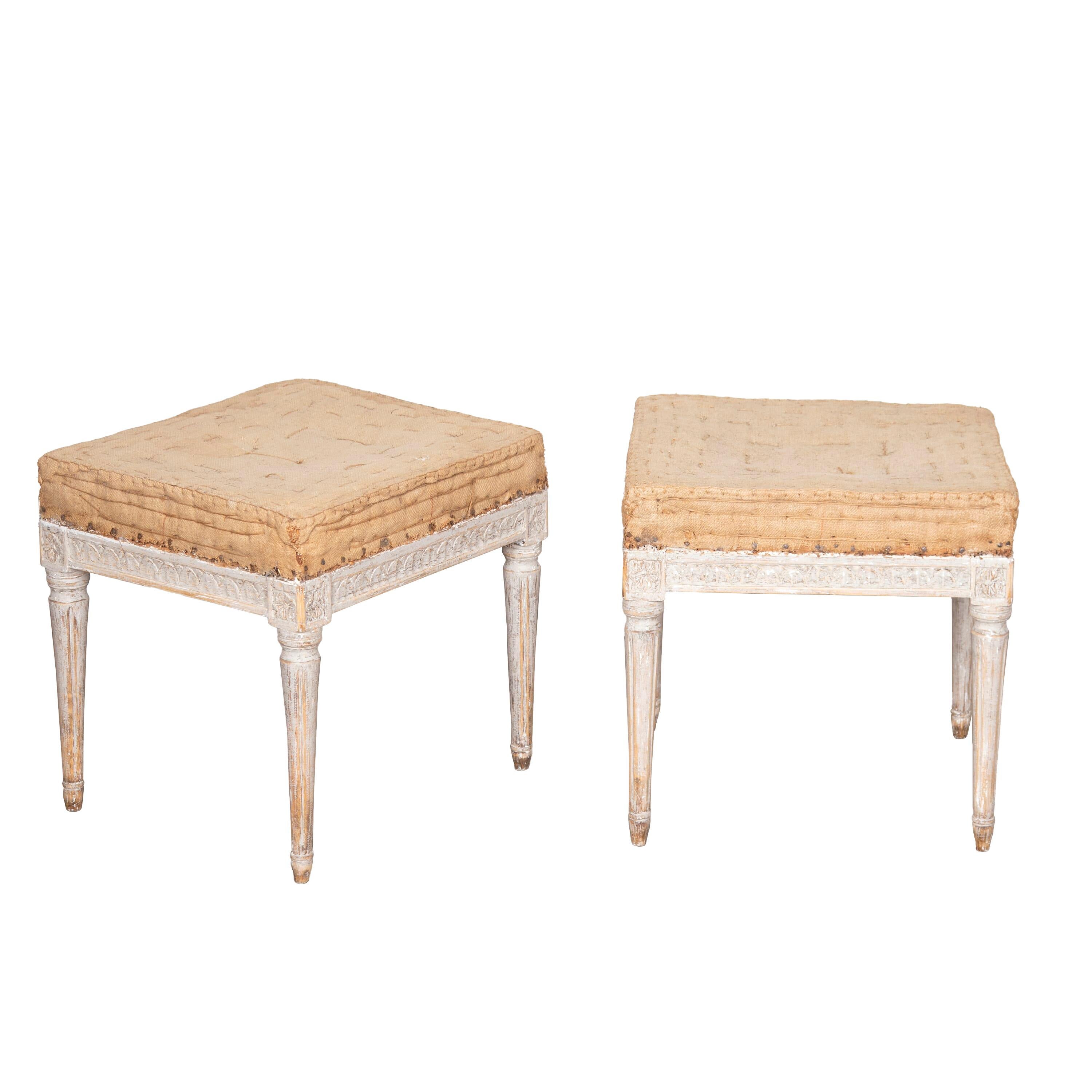 Pair of 18th Century Stockholm Footstools siglo XVIII y antes