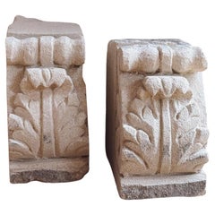 Pair of 18th Century Stone Decorative Plinths from Noto