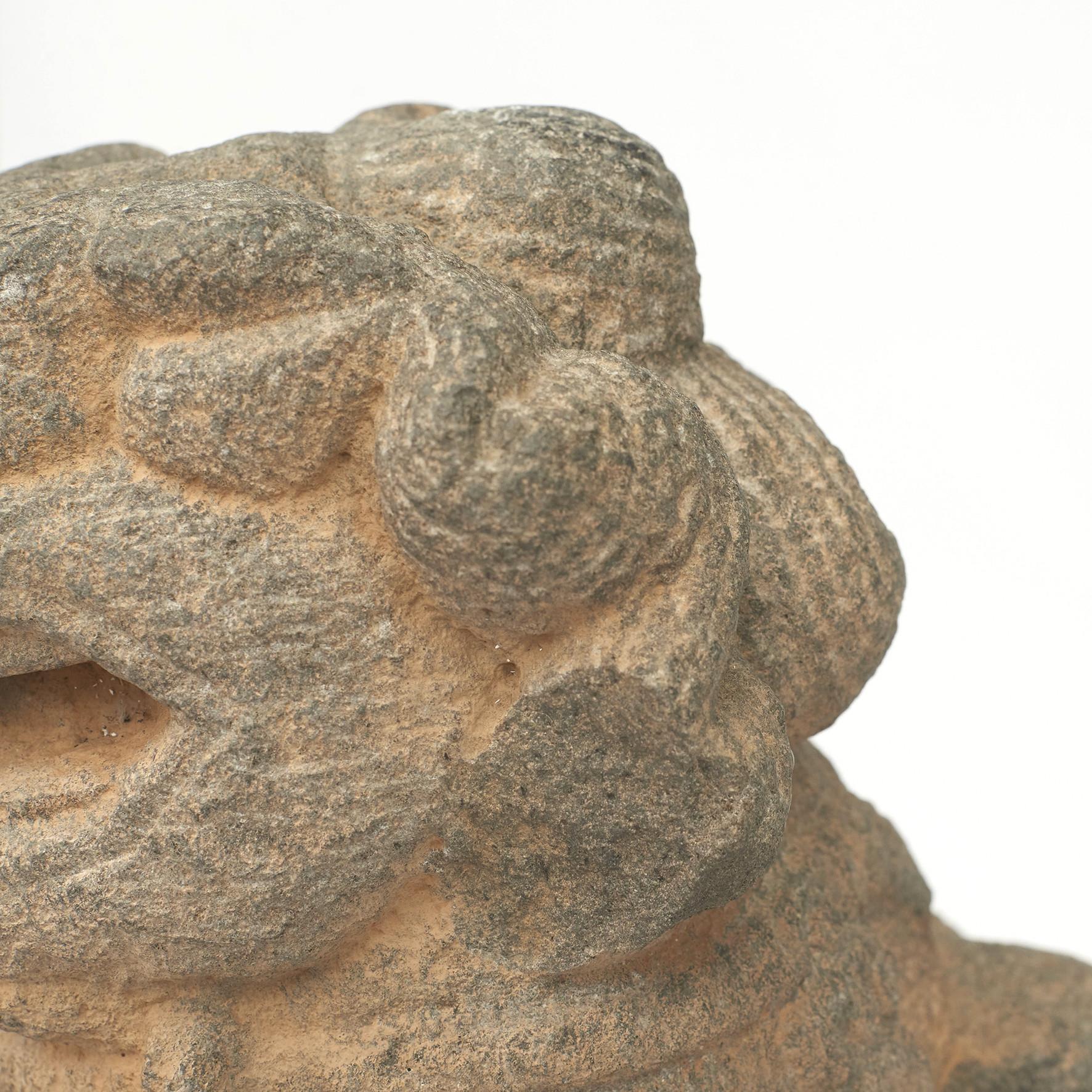 Pair of 18th Century Stone Temple Lion Sculptures 2