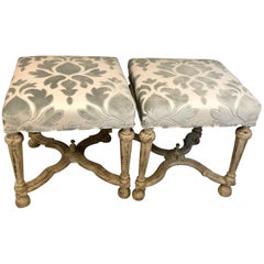 Pair of 18th Century Stools Upholstered in Venetian Frame C. Surf