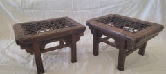 Pair of 18th Century Stools with Cowhide Top