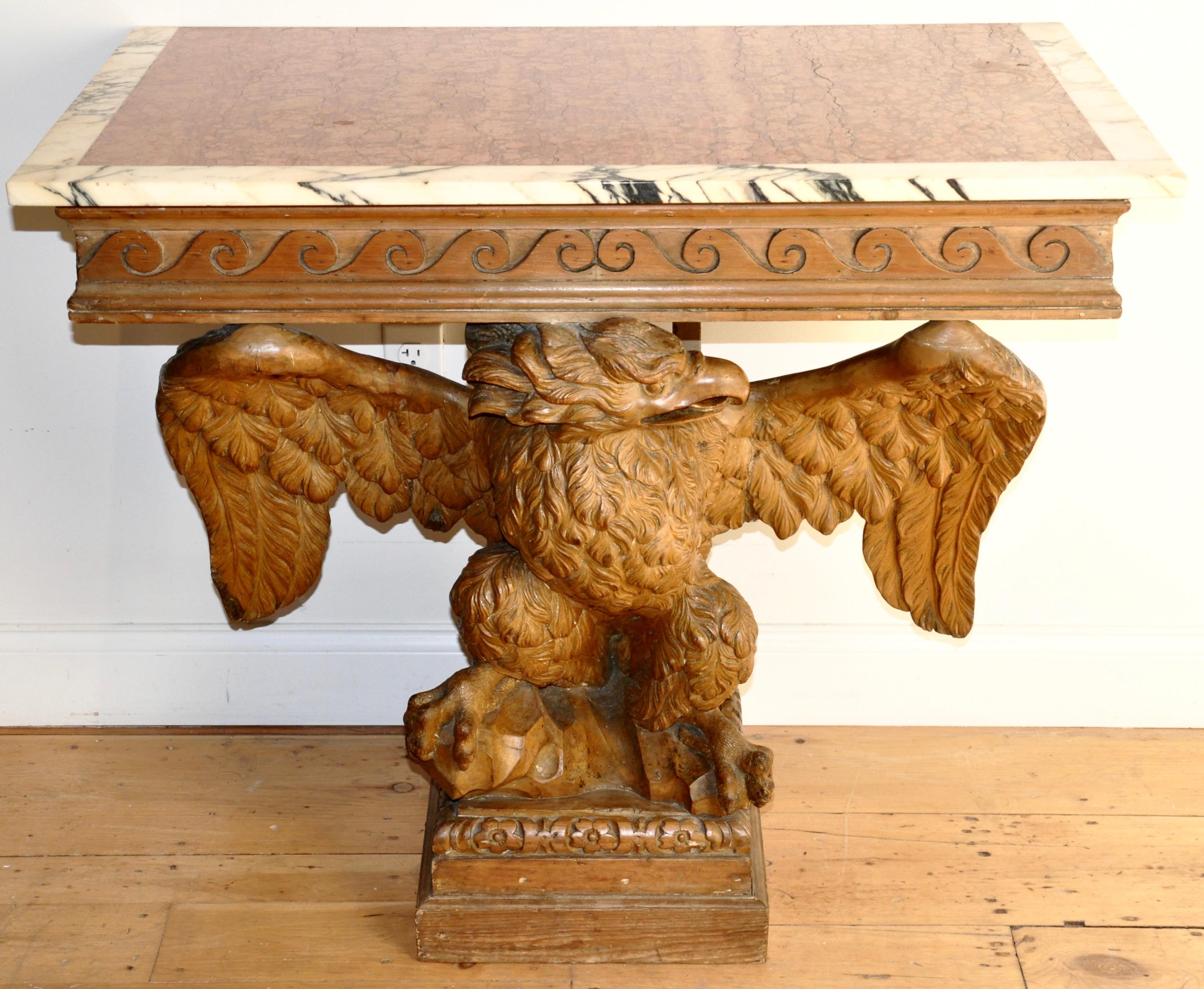 George II Pair of 18th Century Stripped Pine Eagle Console Tables, Manner of William Kent