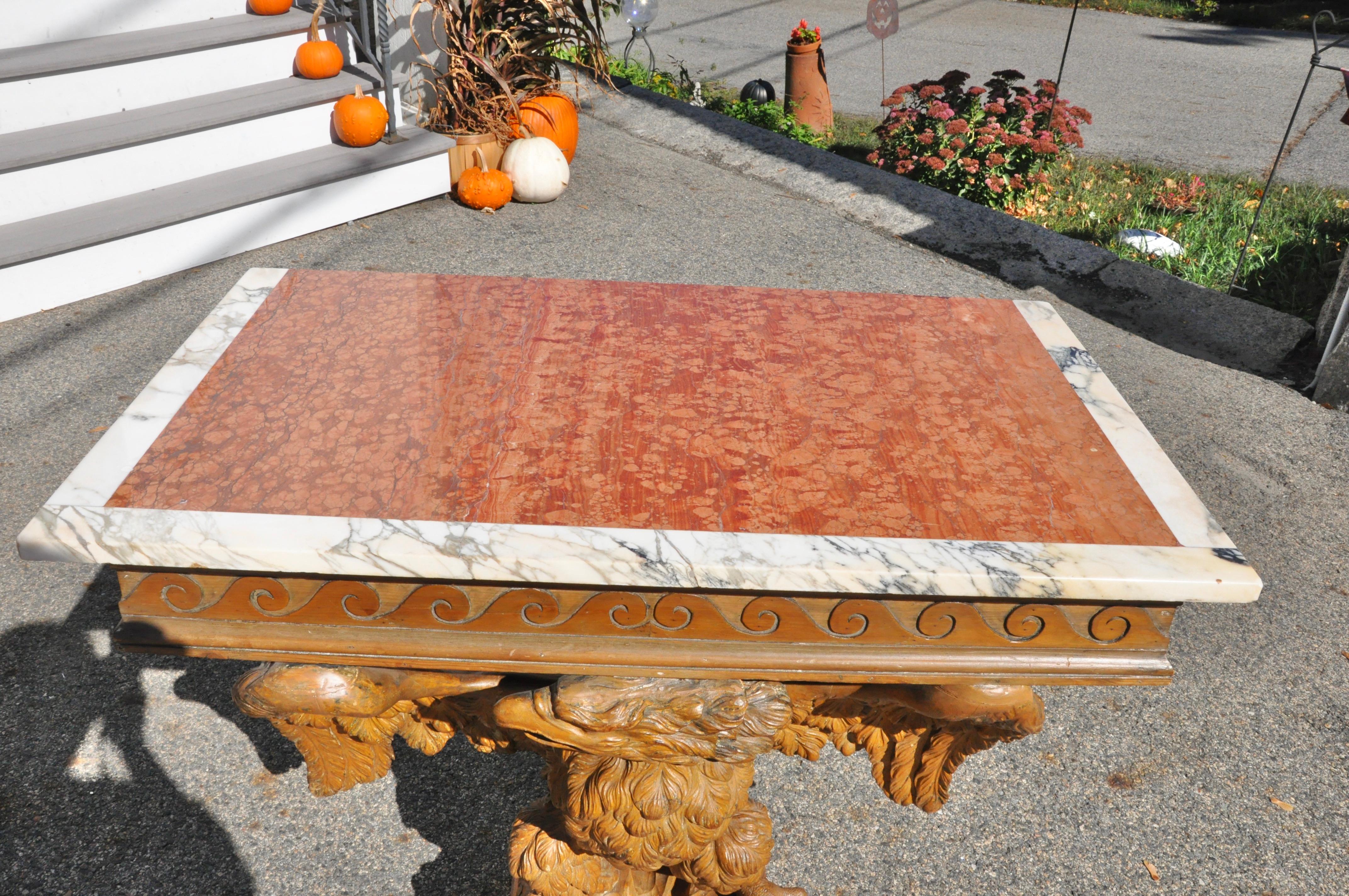 English Pair of 18th Century Stripped Pine Eagle Console Tables, Manner of William Kent