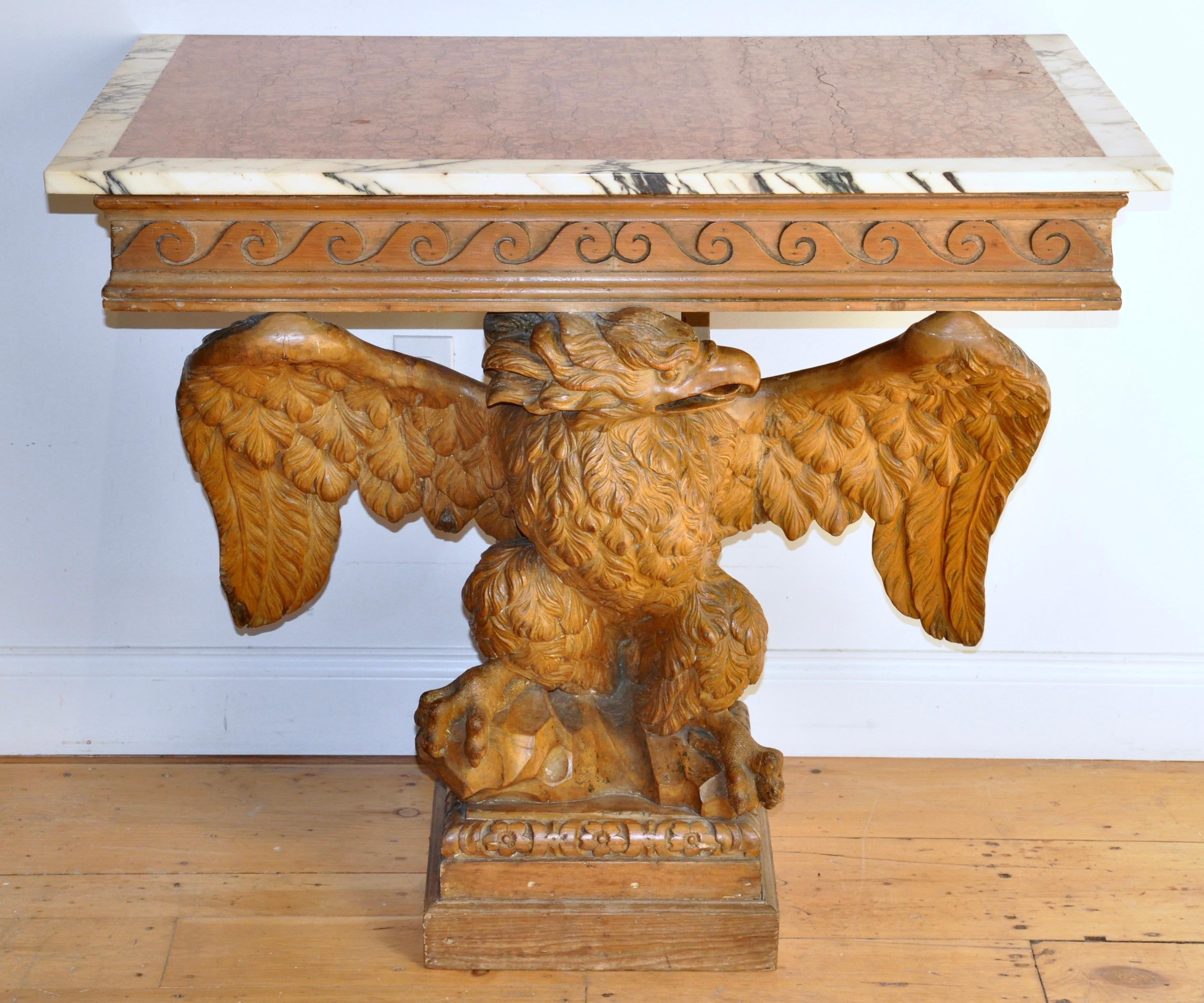 18th Century and Earlier Pair of 18th Century Stripped Pine Eagle Console Tables, Manner of William Kent