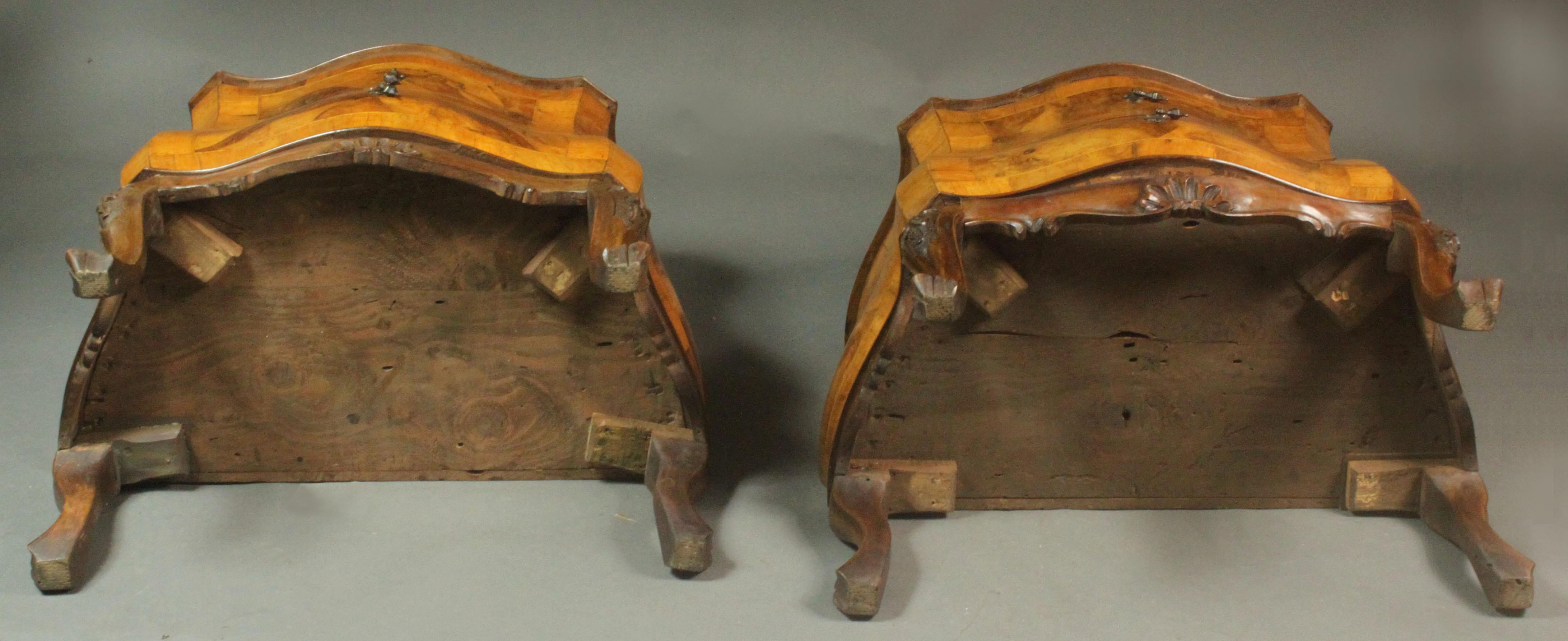 Walnut Pair of 18th Century Style Bedside Cupboards For Sale