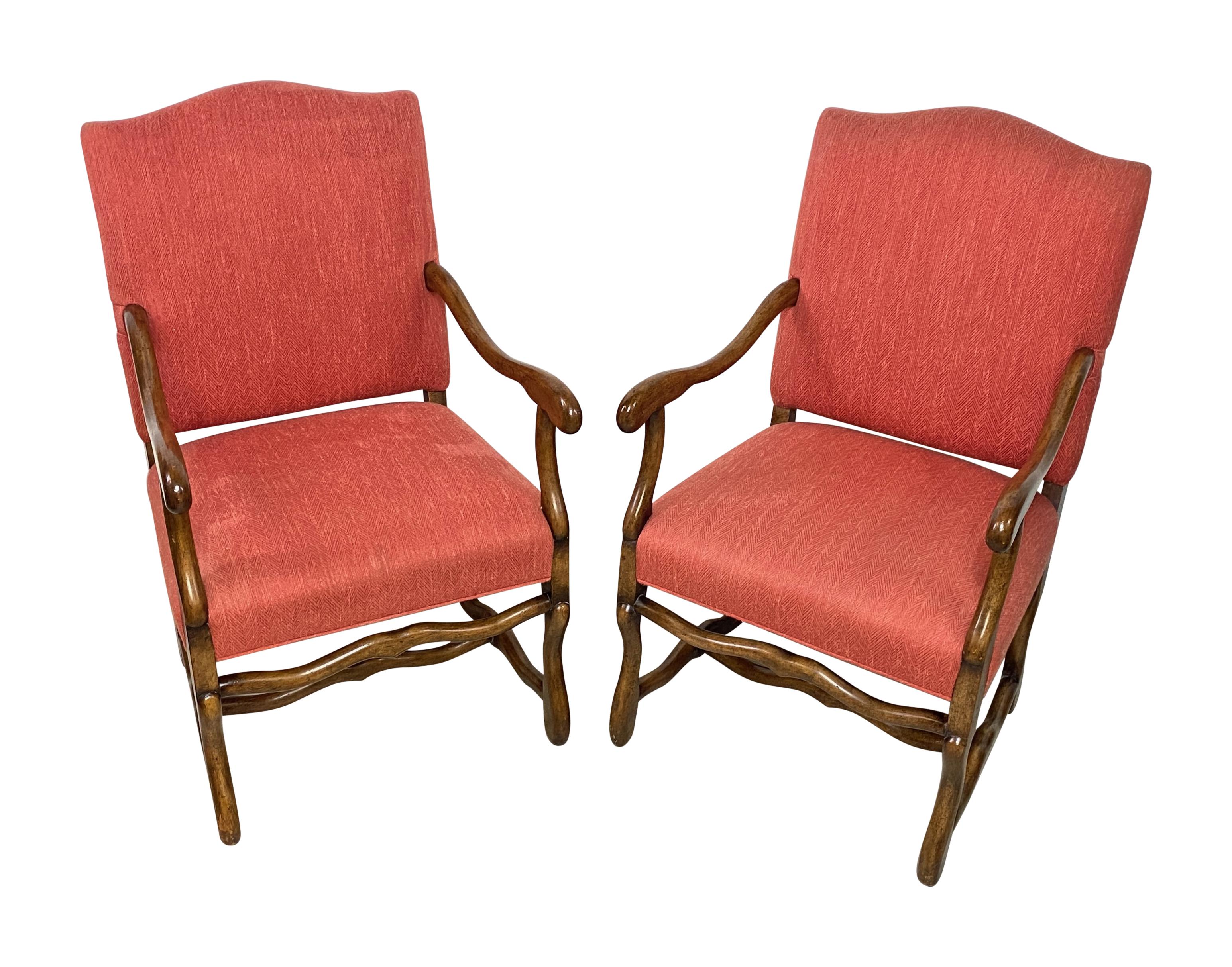 Pair of 18th Century Style French Walnut Armchairs In Good Condition For Sale In San Francisco, CA