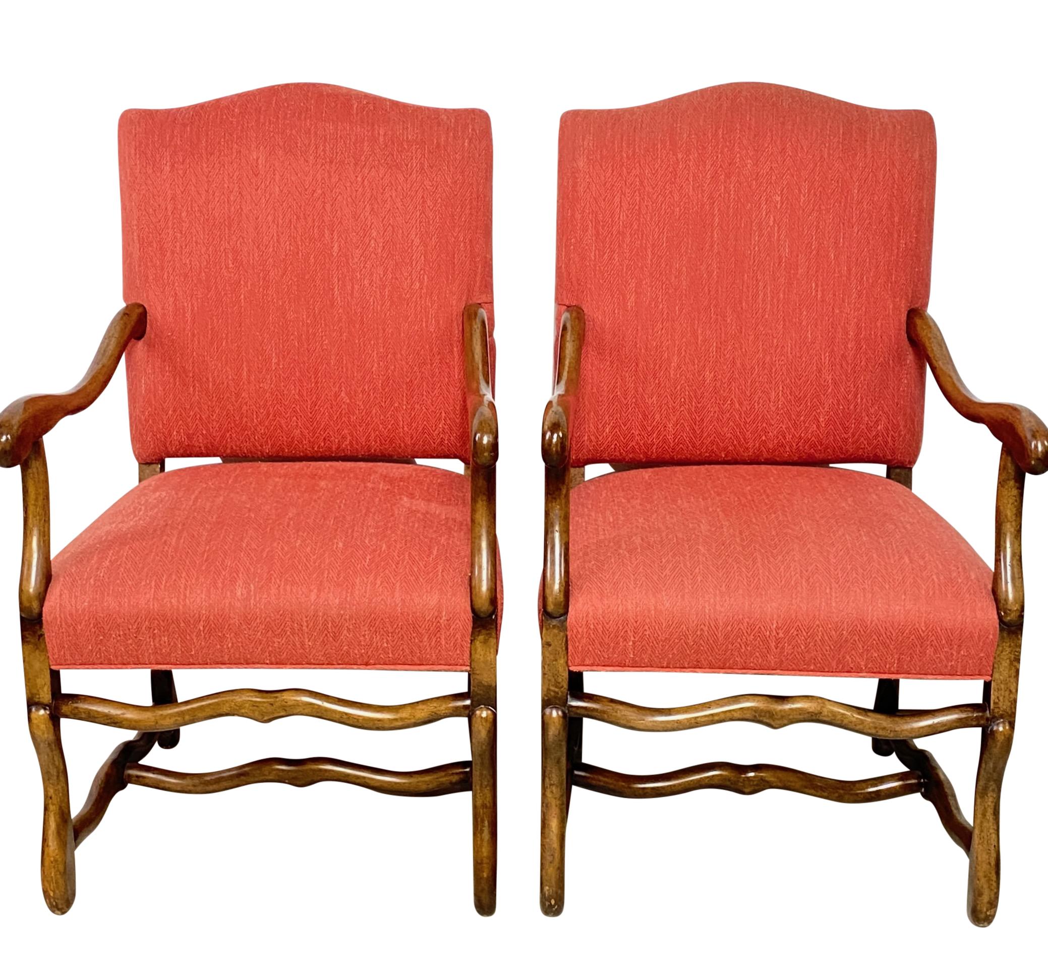 20th Century Pair of 18th Century Style French Walnut Armchairs For Sale