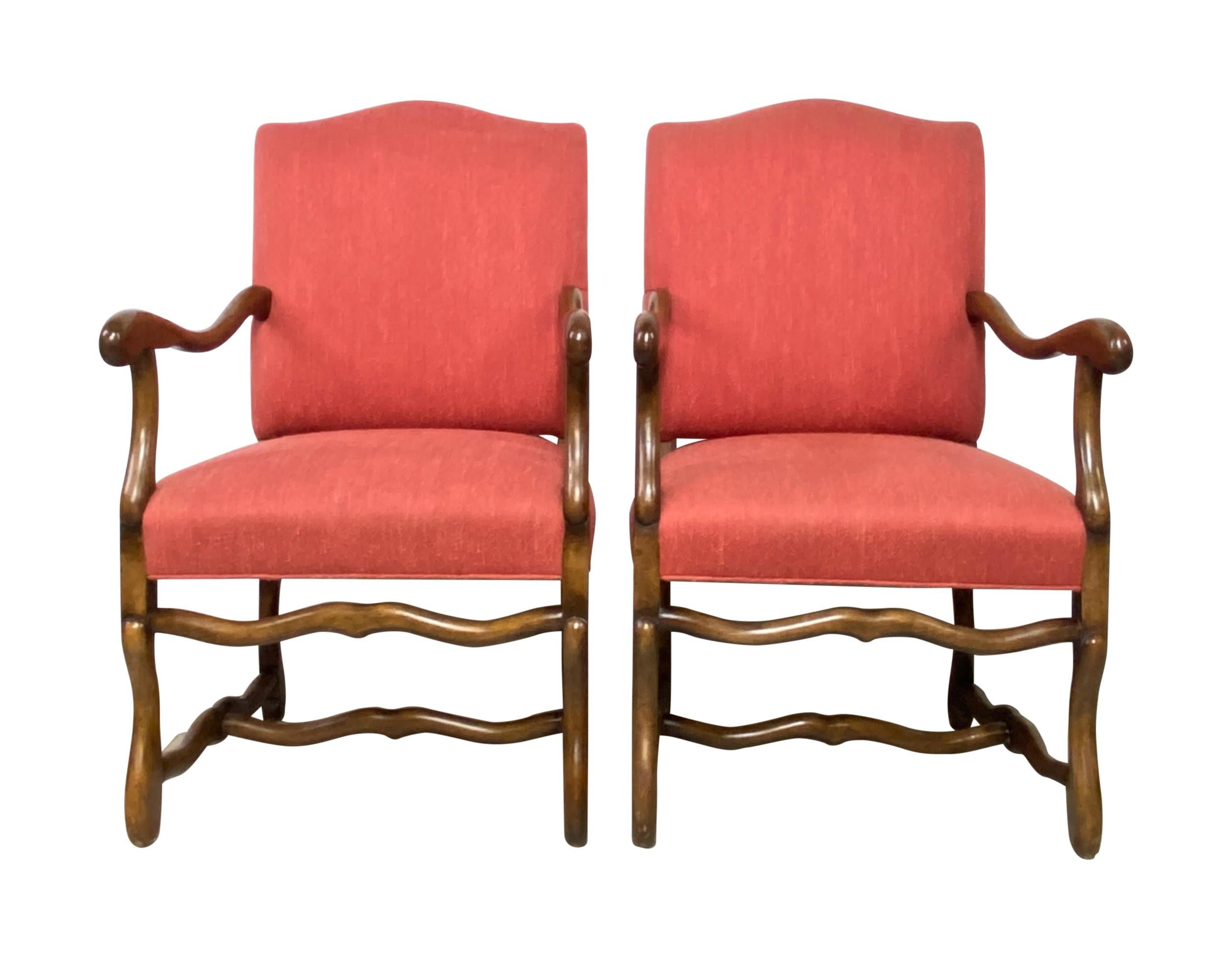 Pair of 18th Century Style French Walnut Armchairs For Sale 3