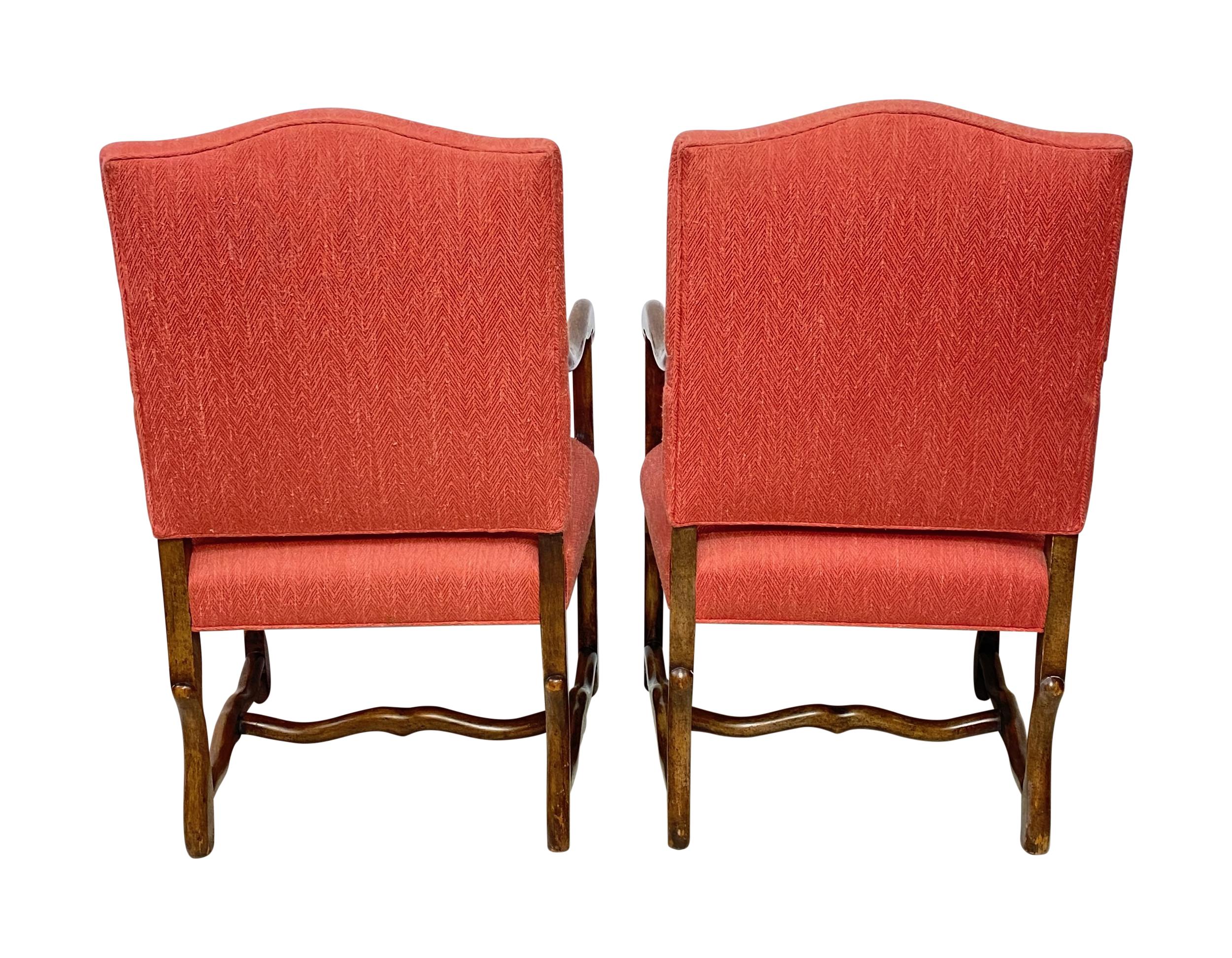 Pair of 18th Century Style French Walnut Armchairs For Sale 4