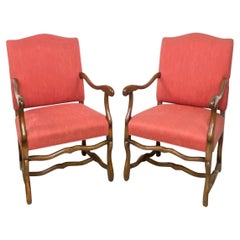 Antique Pair of 18th Century Style French Walnut Armchairs