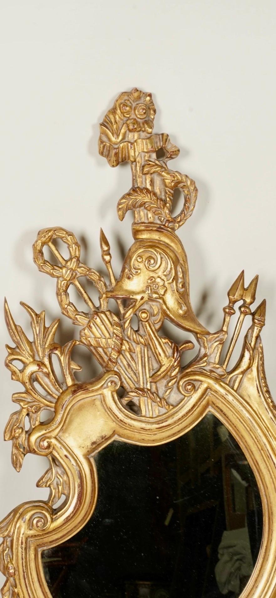 20th Century Pair of 18th-Century Style Italian Giltwood Rococo Mirrors, circa 1960's For Sale