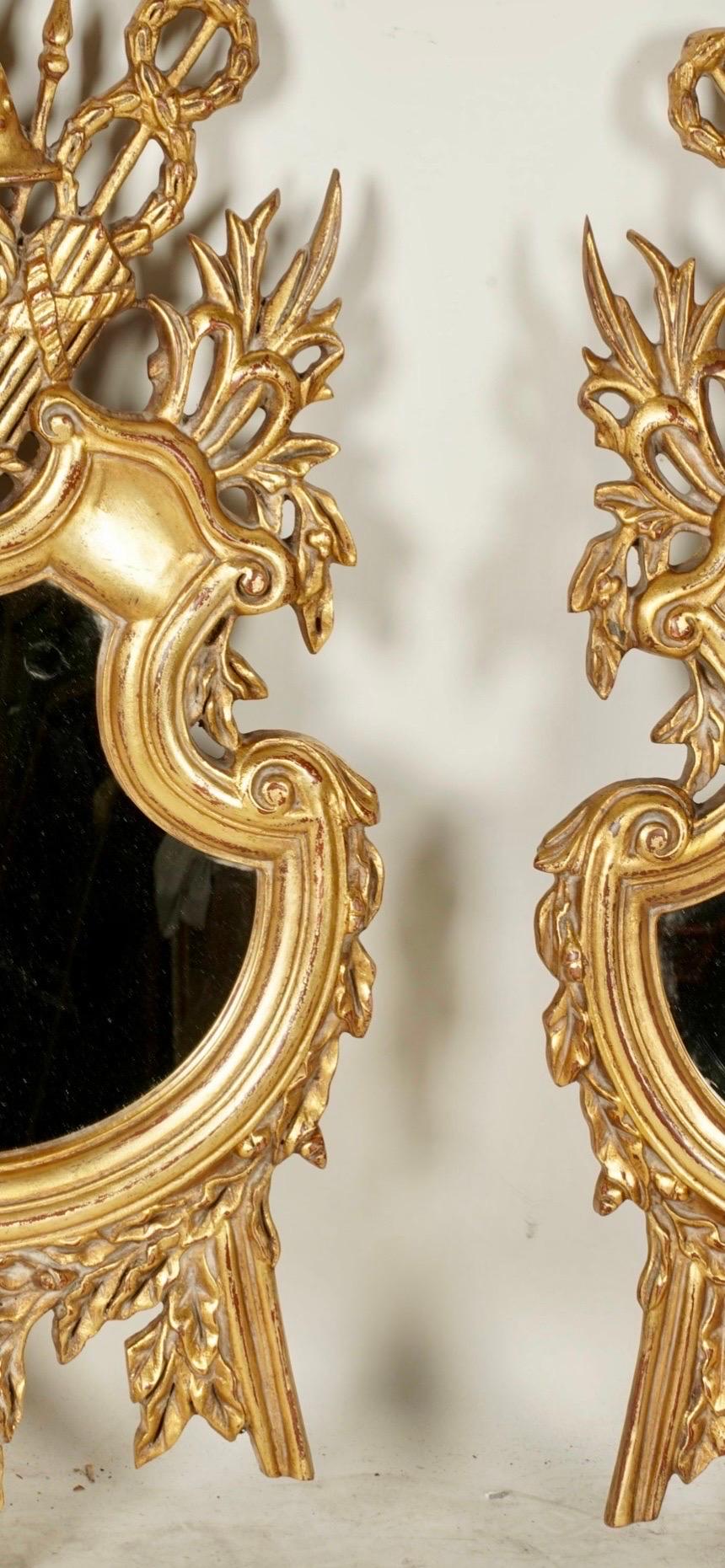 Pair of 18th-Century Style Italian Giltwood Rococo Mirrors, circa 1960's For Sale 1