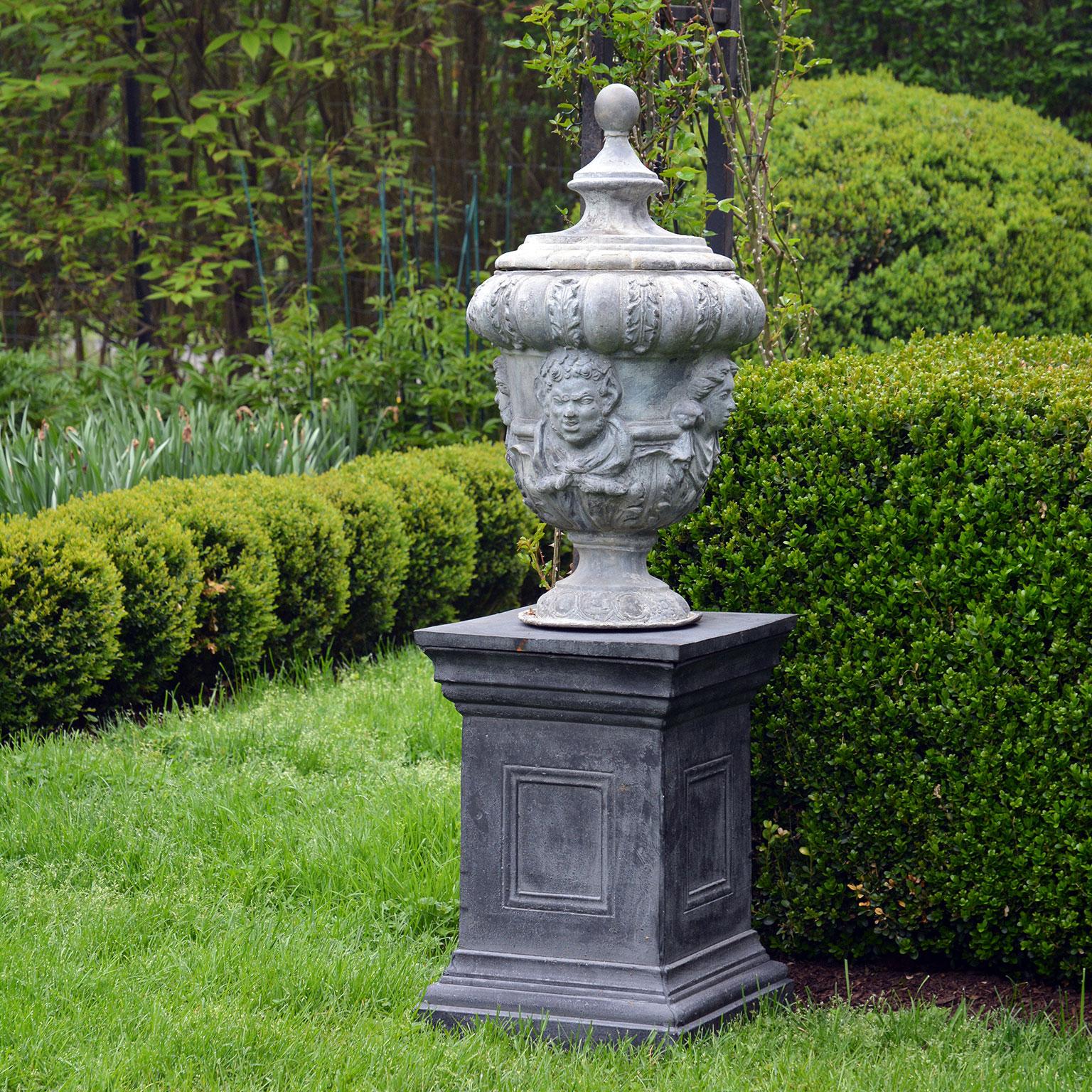 Neoclassical Pair of 18th Century Style Lead Urns
