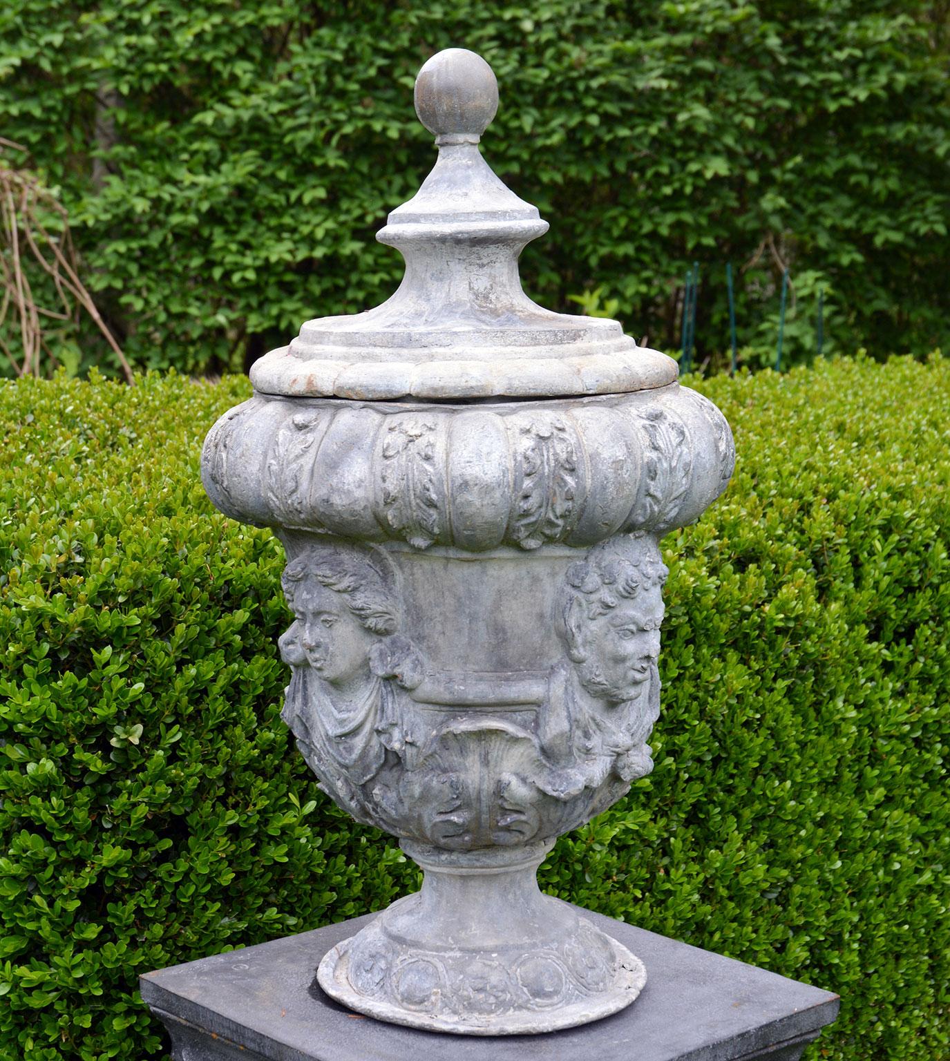 20th Century Pair of 18th Century Style Lead Urns