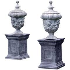 Pair of 18th Century Style Lead Urns
