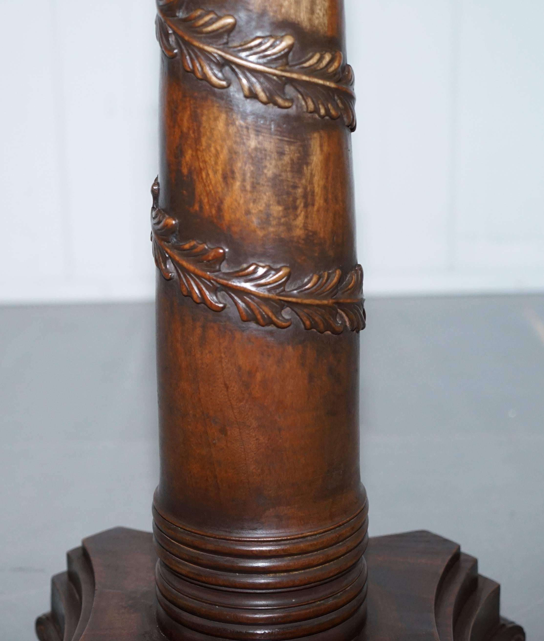 Pair of 18th Century Style Mahogany Jardiniere Display Stands Hand-Carved 9