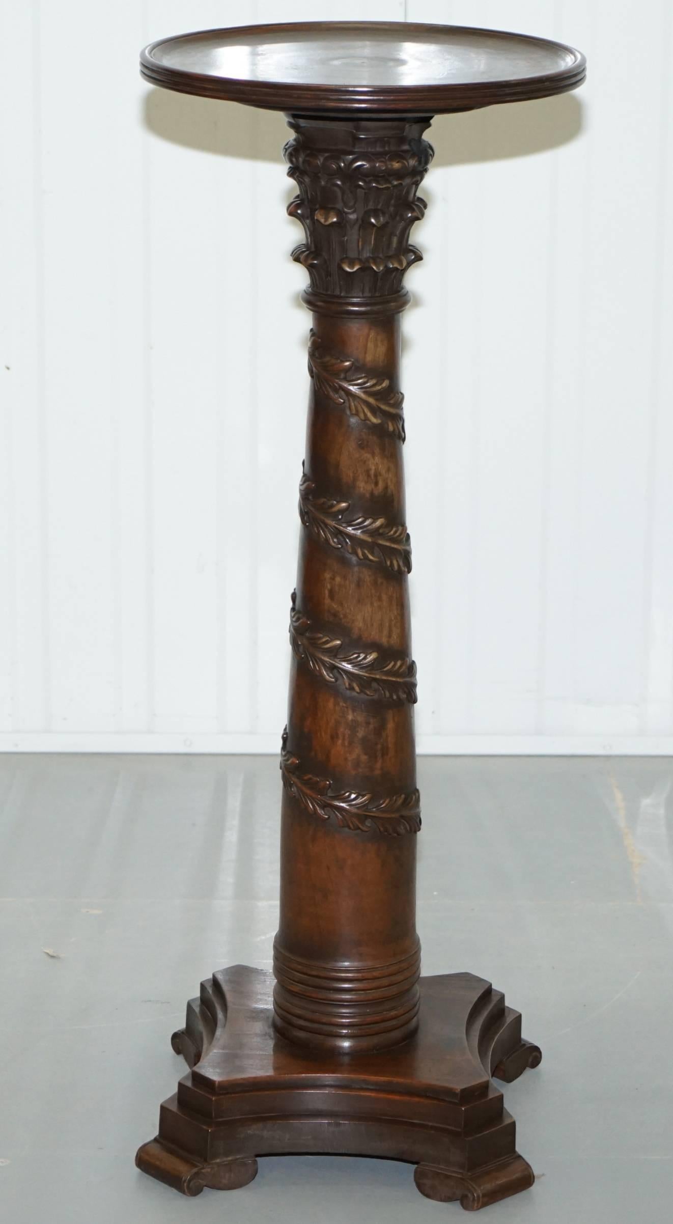 Pair of 18th Century Style Mahogany Jardiniere Display Stands Hand-Carved 4