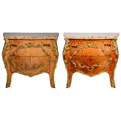 Pair of 18th Century style Marble Topped French Commodes